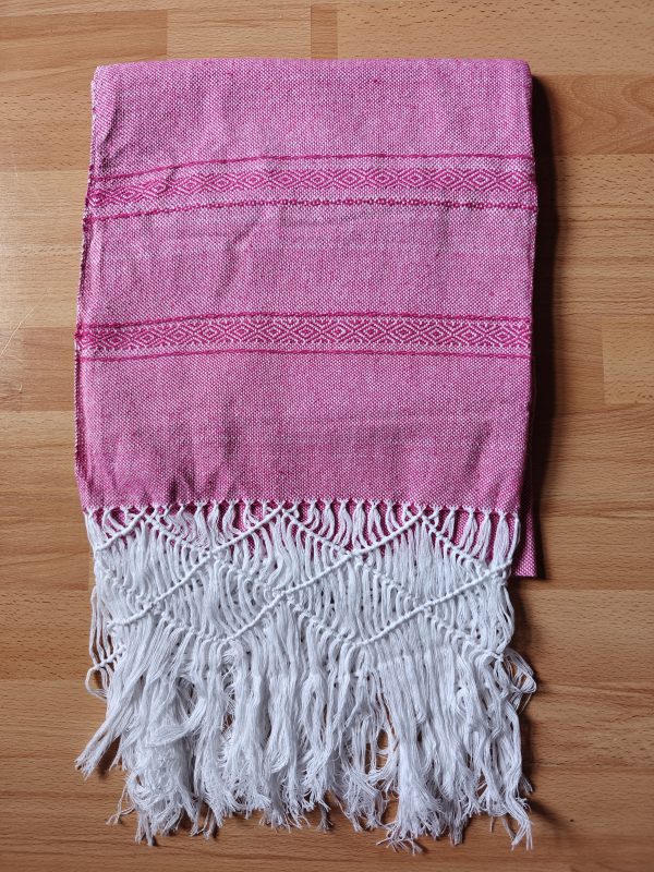 Close Weave Rebozos 2.7 meter Rhomboid pattern on white weft - Image 5