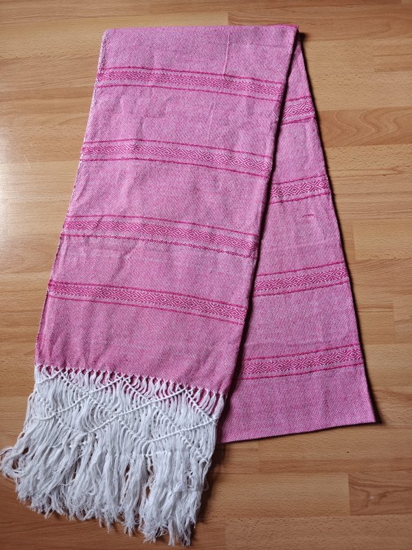 Close Weave Rebozos 2.7 meter Rhomboid pattern on white weft - Image 6