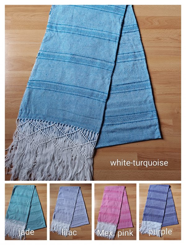 Close Weave Rebozos 2.7 meter Rhomboid pattern on white weft - Image 3