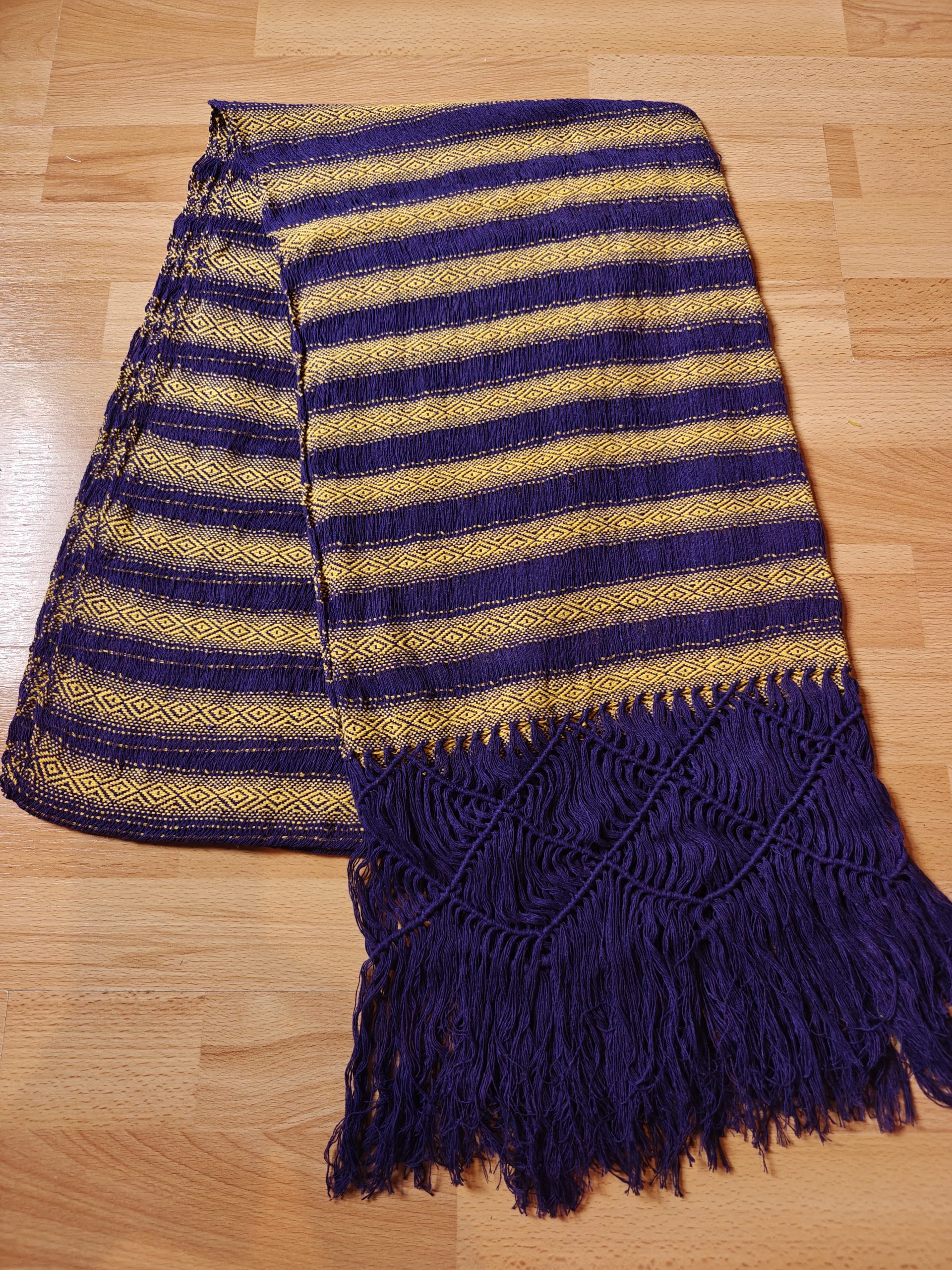 Open Weave Rebozo 2 meter diamond pattern on purple weft - Image 7