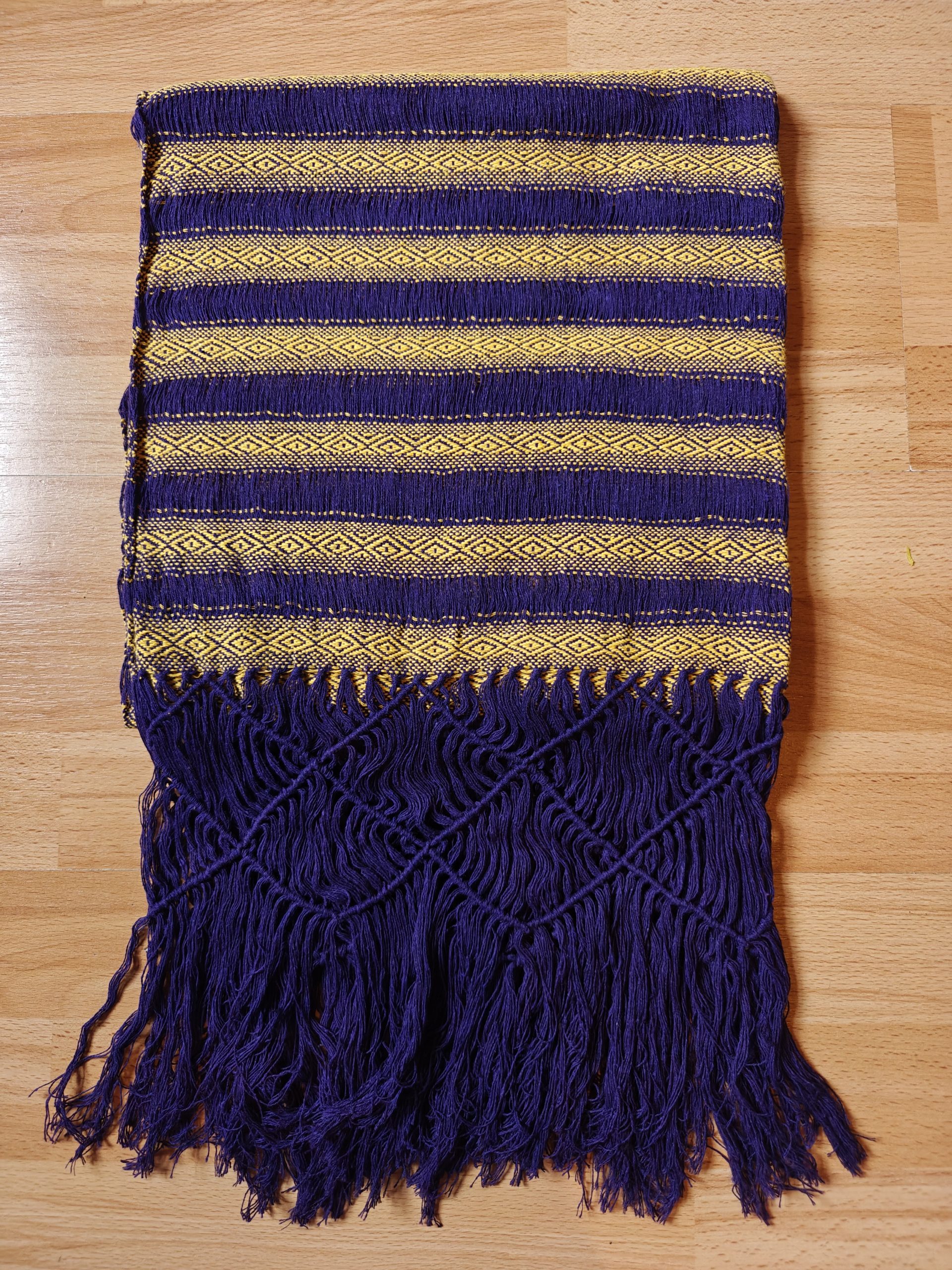 Open Weave Rebozo 2 meter diamond pattern on purple weft - Image 6