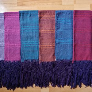 Close Weave Rebozos 2.6-2.7 meter Rhomboid pattern on purple weft