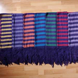 Open Weave Rebozo 2 meter diamond pattern on purple weft