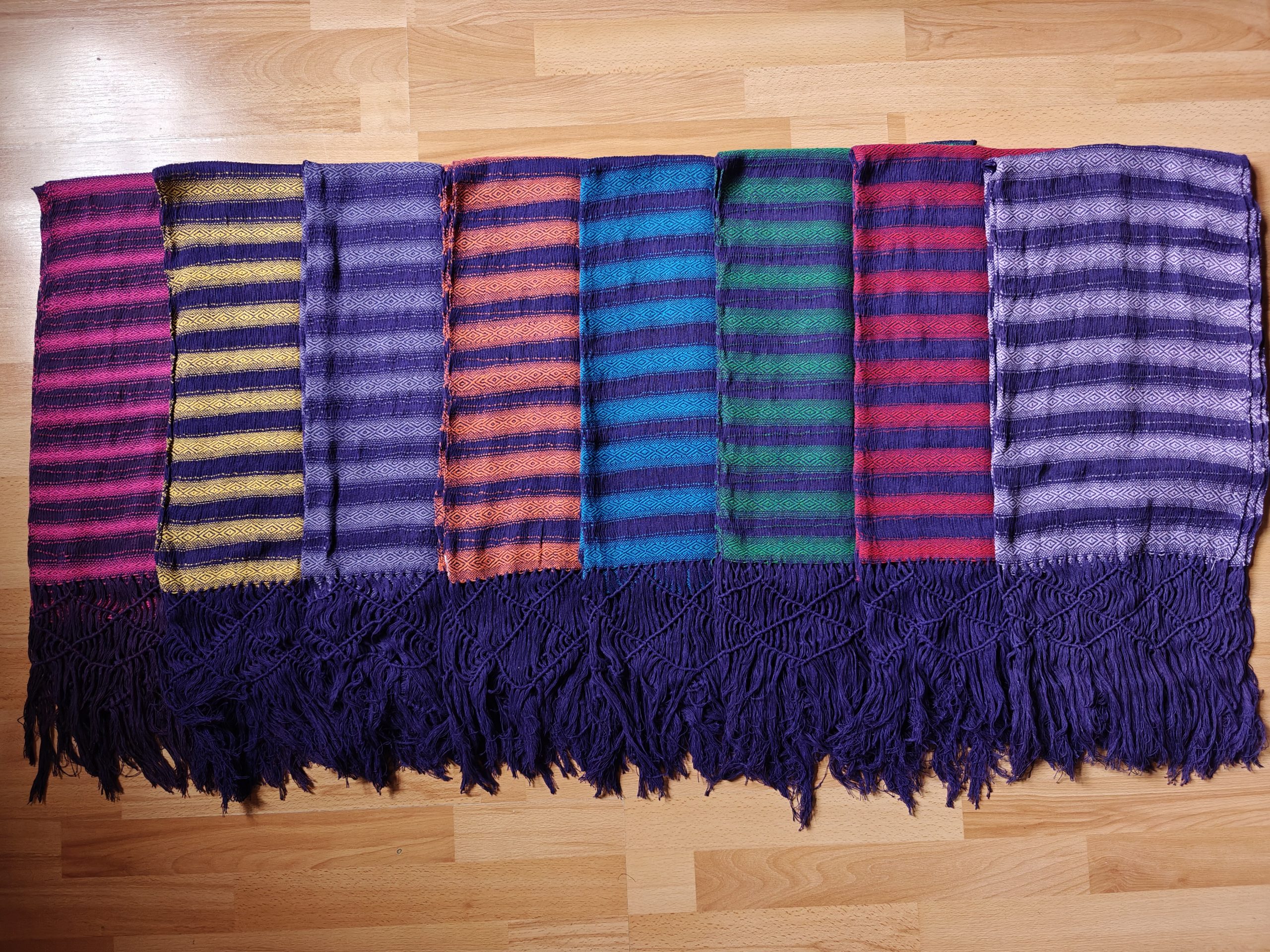 Open Weave Rebozo 2 meter diamond pattern on purple weft