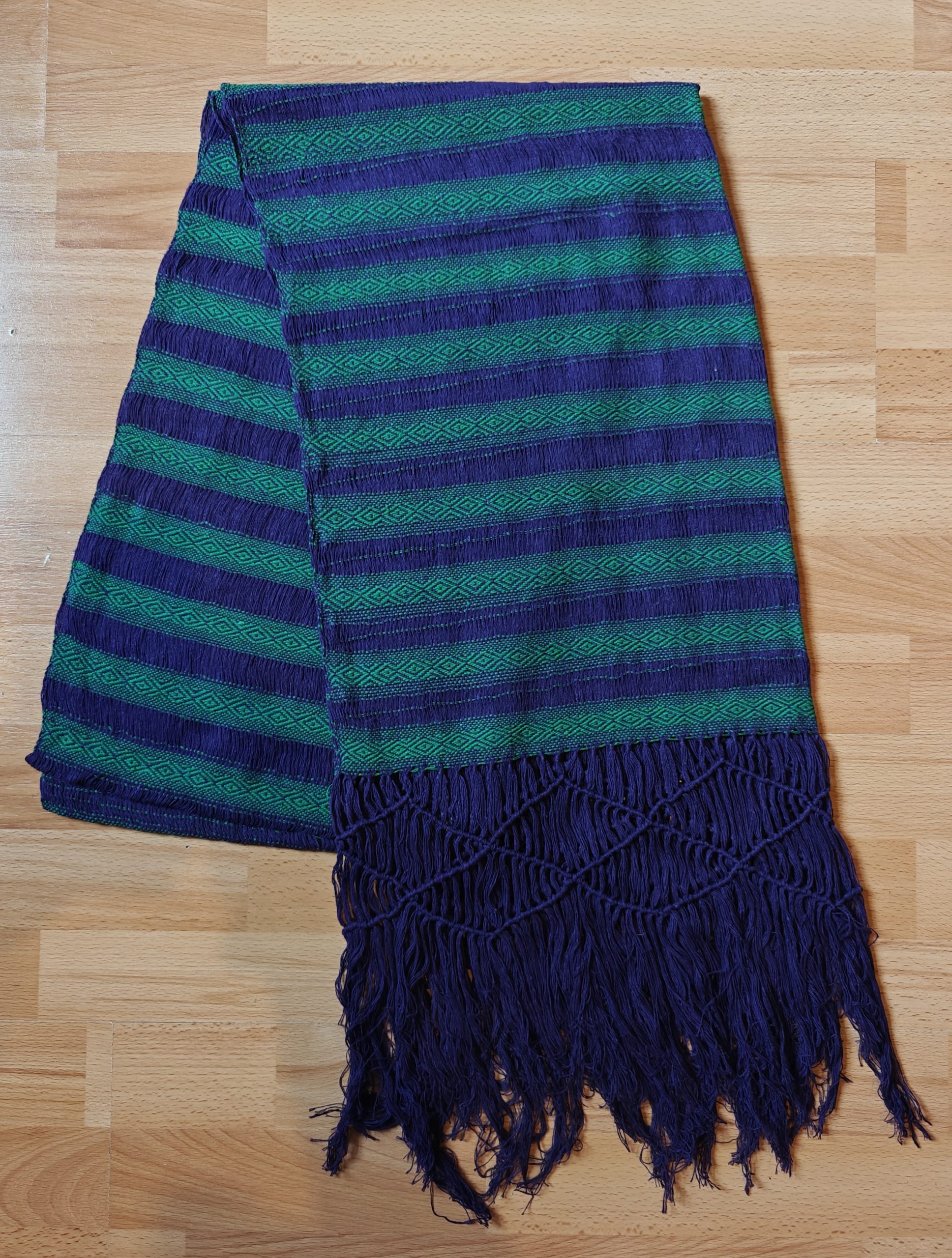 Open Weave Rebozo 2 meter diamond pattern on purple weft - Image 4