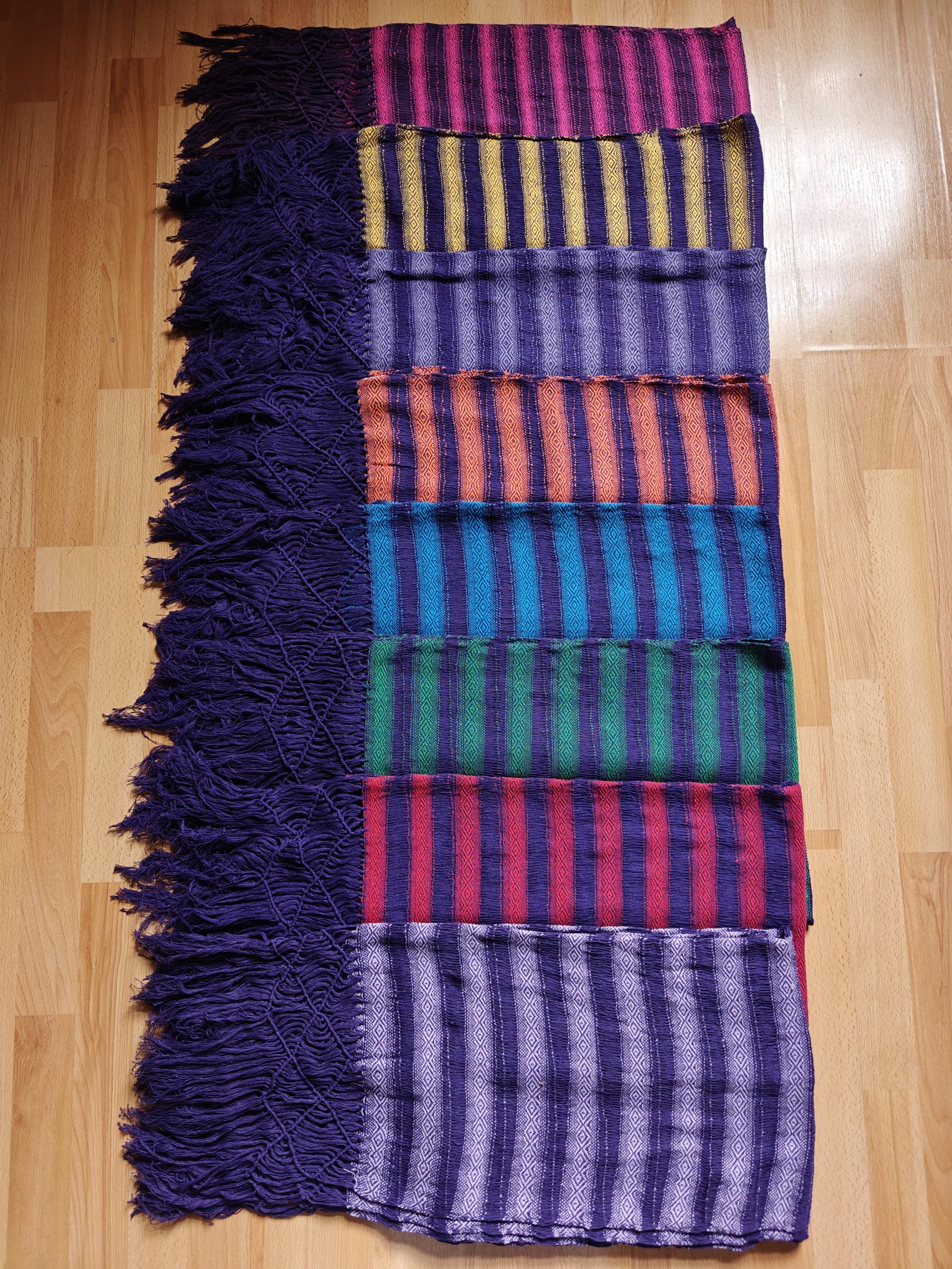 Open Weave Rebozo 2 meter diamond pattern on purple weft - Image 29
