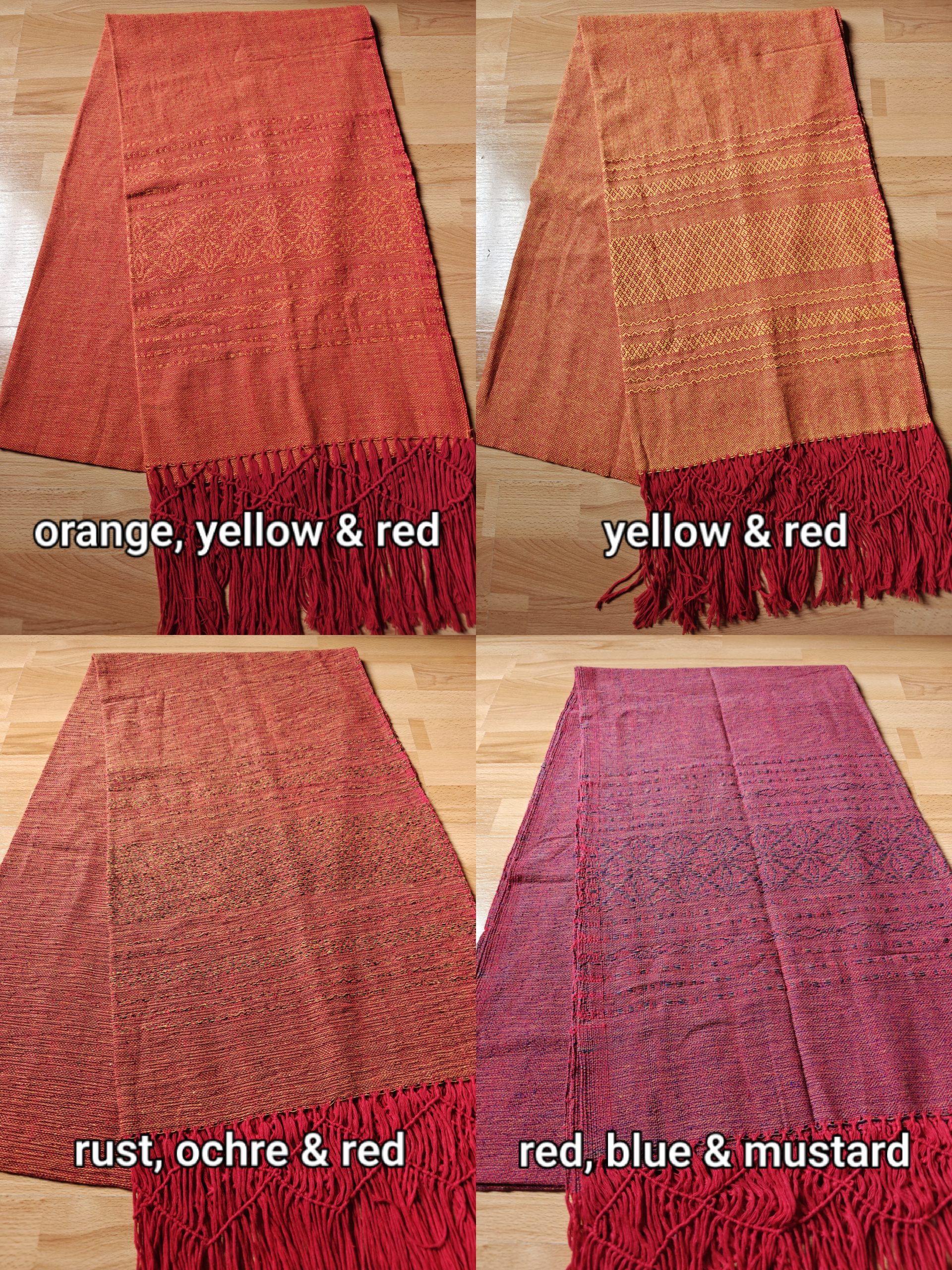 Extra-Wide Close Weave Rebozos 2.6 to 3 meter, with gorgeous patterns on the endings