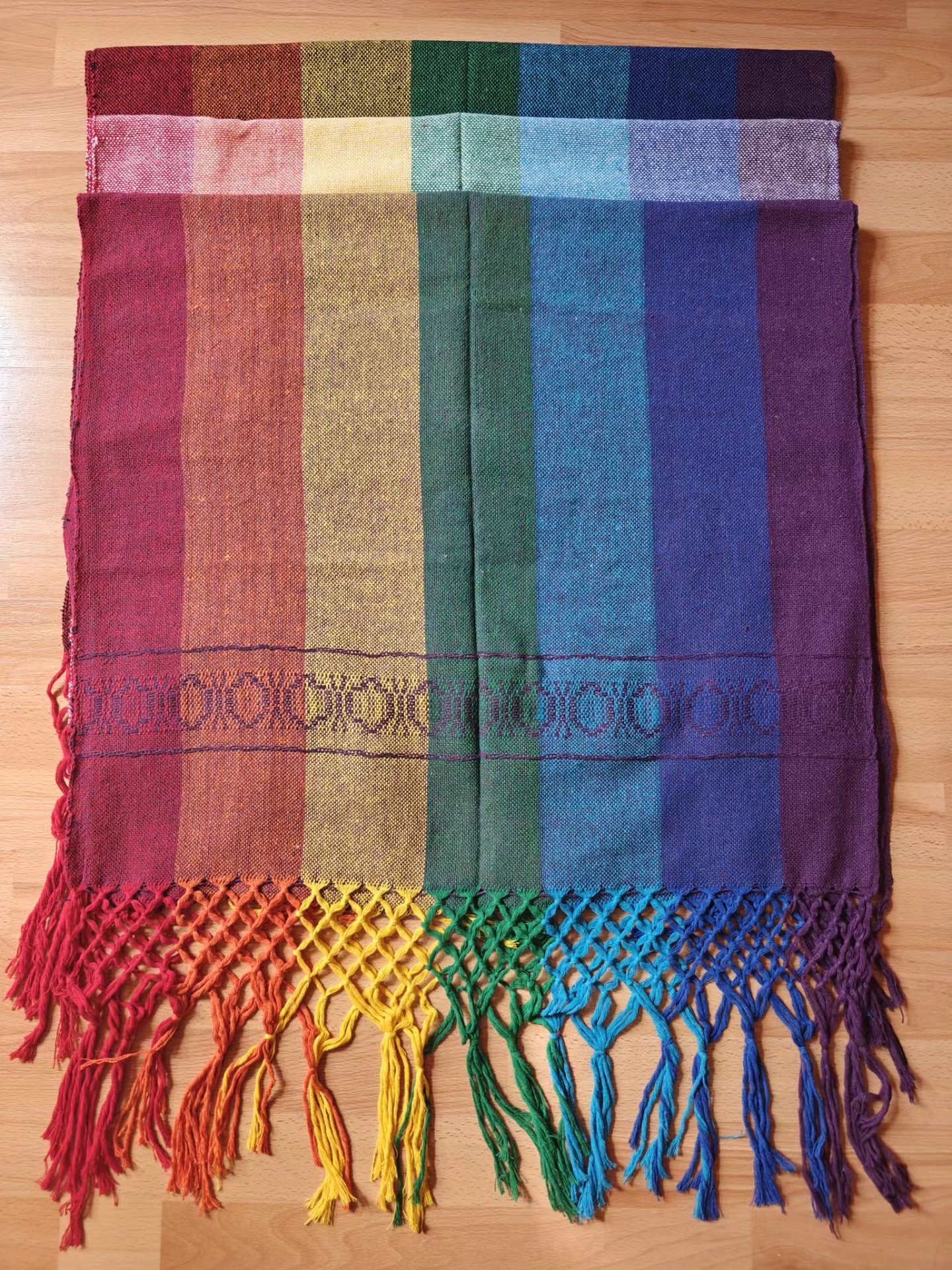 Close Weave Rebozo 2 meter Rainbow stripes