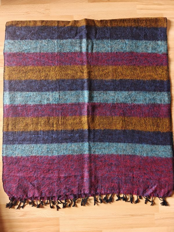 Handwoven Yak Wool Striped Shawl/Blanket - Image 14