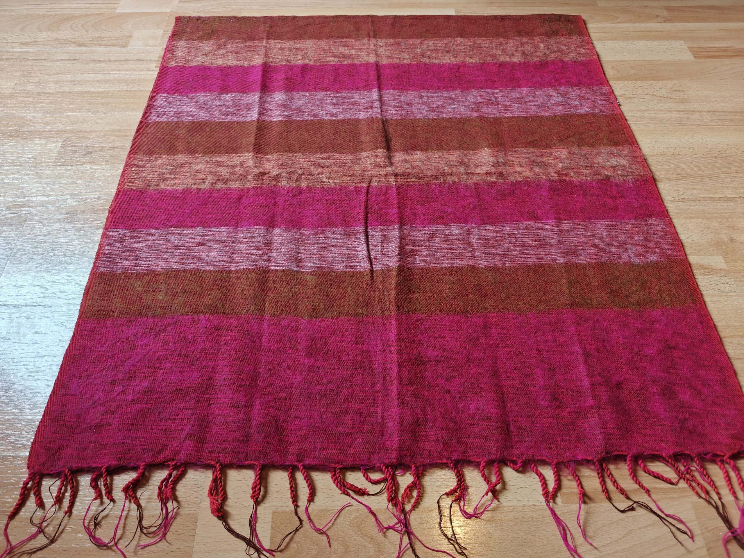 Handwoven Yak Wool Striped Shawl/Blanket - Image 17