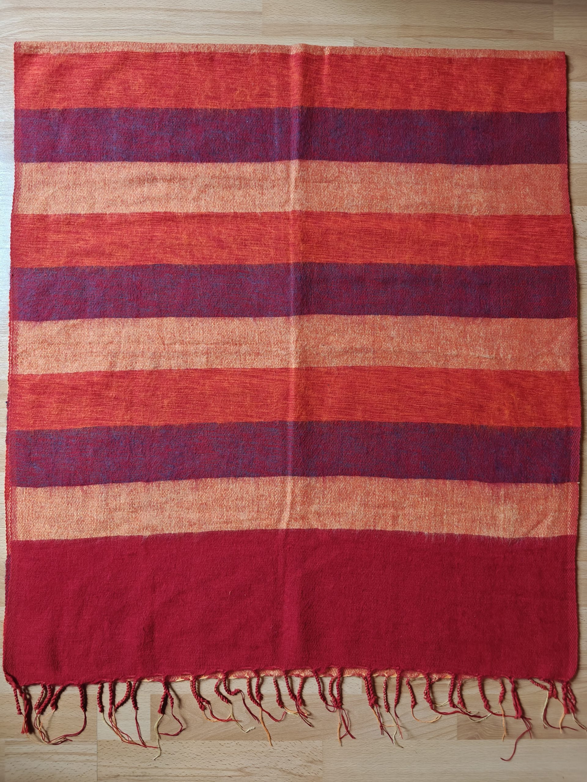 Handwoven Yak Wool Striped Shawl/Blanket - Image 26