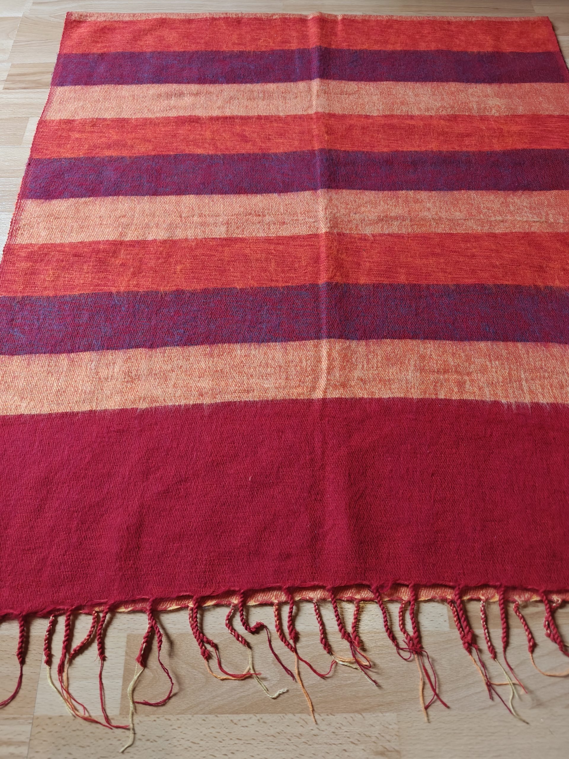 Handwoven Yak Wool Striped Shawl/Blanket - Image 29