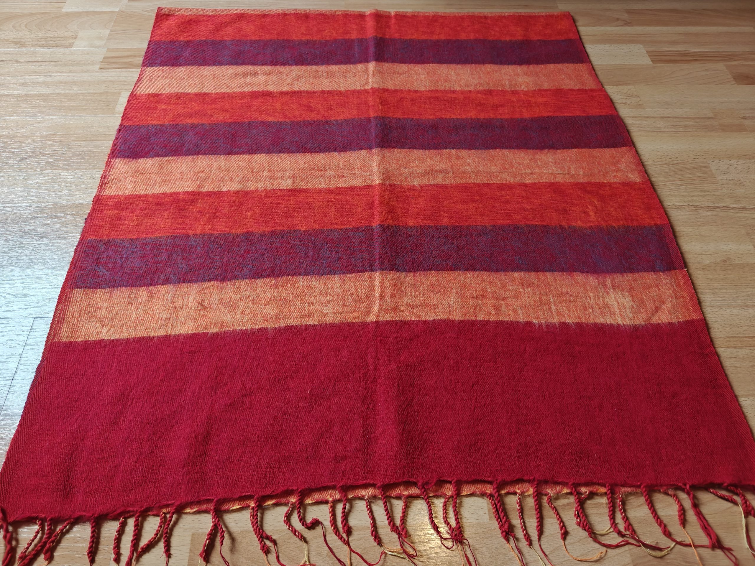 Handwoven Yak Wool Striped Shawl/Blanket - Image 27