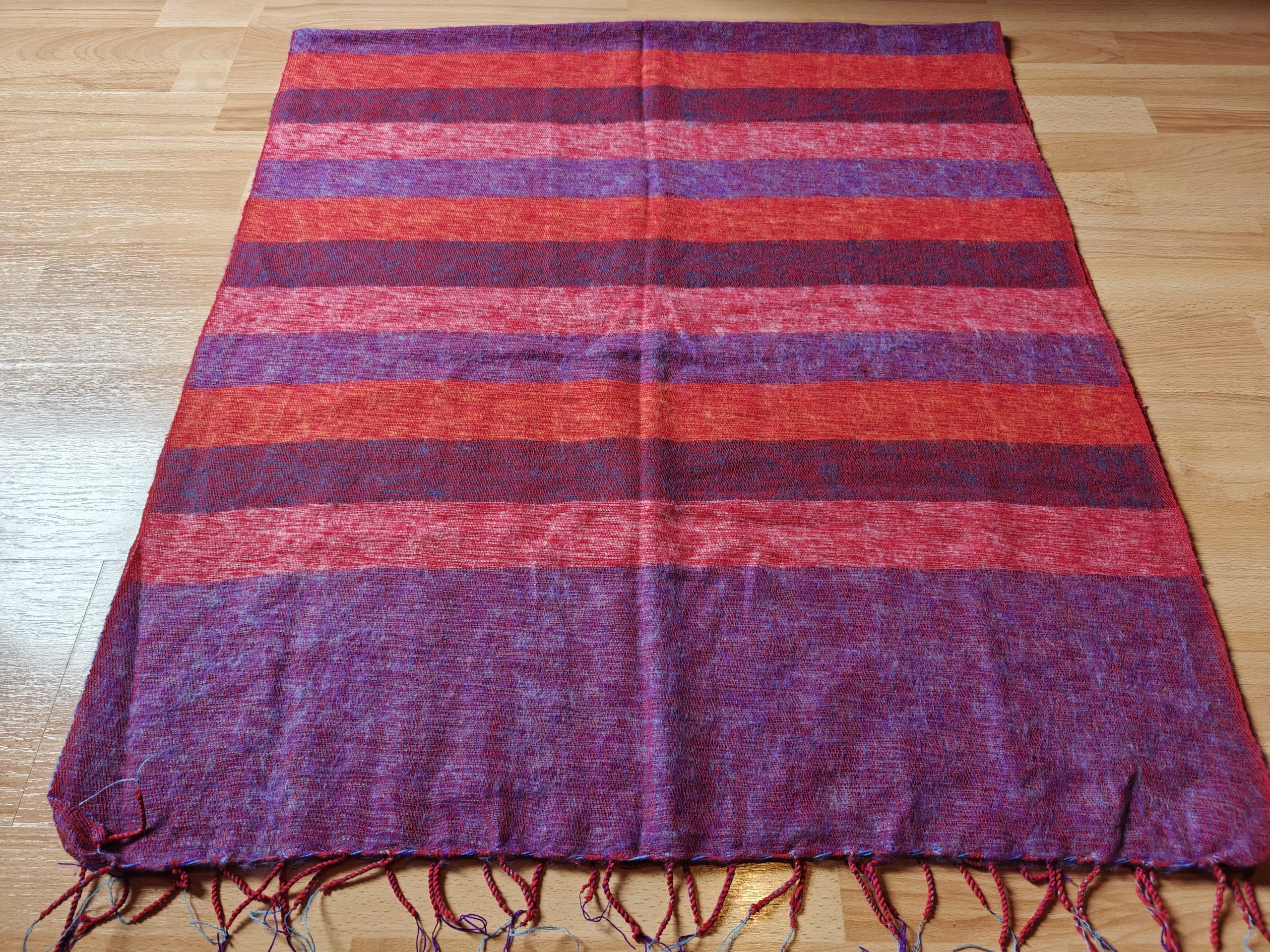 Handwoven Yak Wool Striped Shawl/Blanket - Image 32