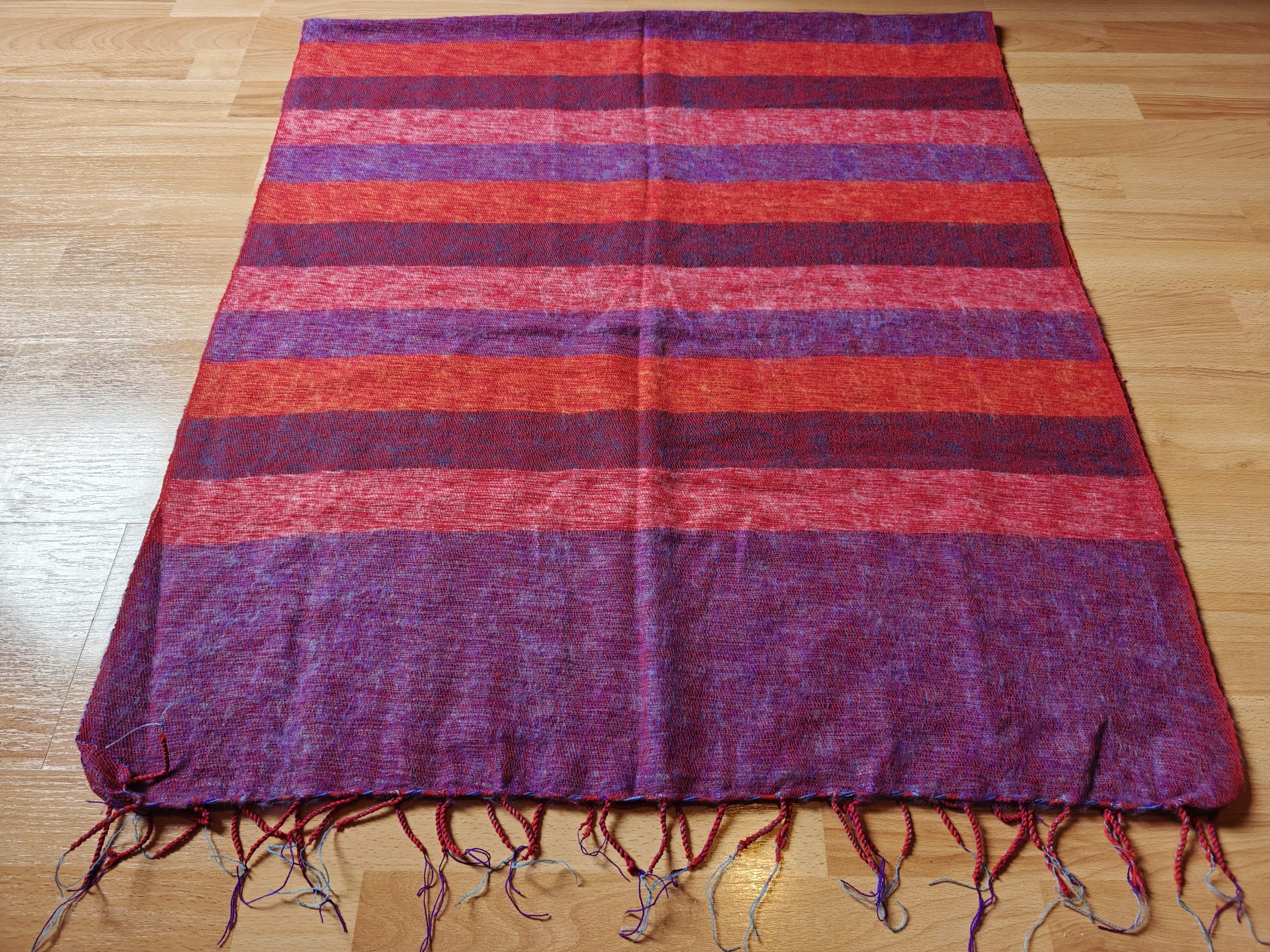 Handwoven Yak Wool Striped Shawl/Blanket - Image 31
