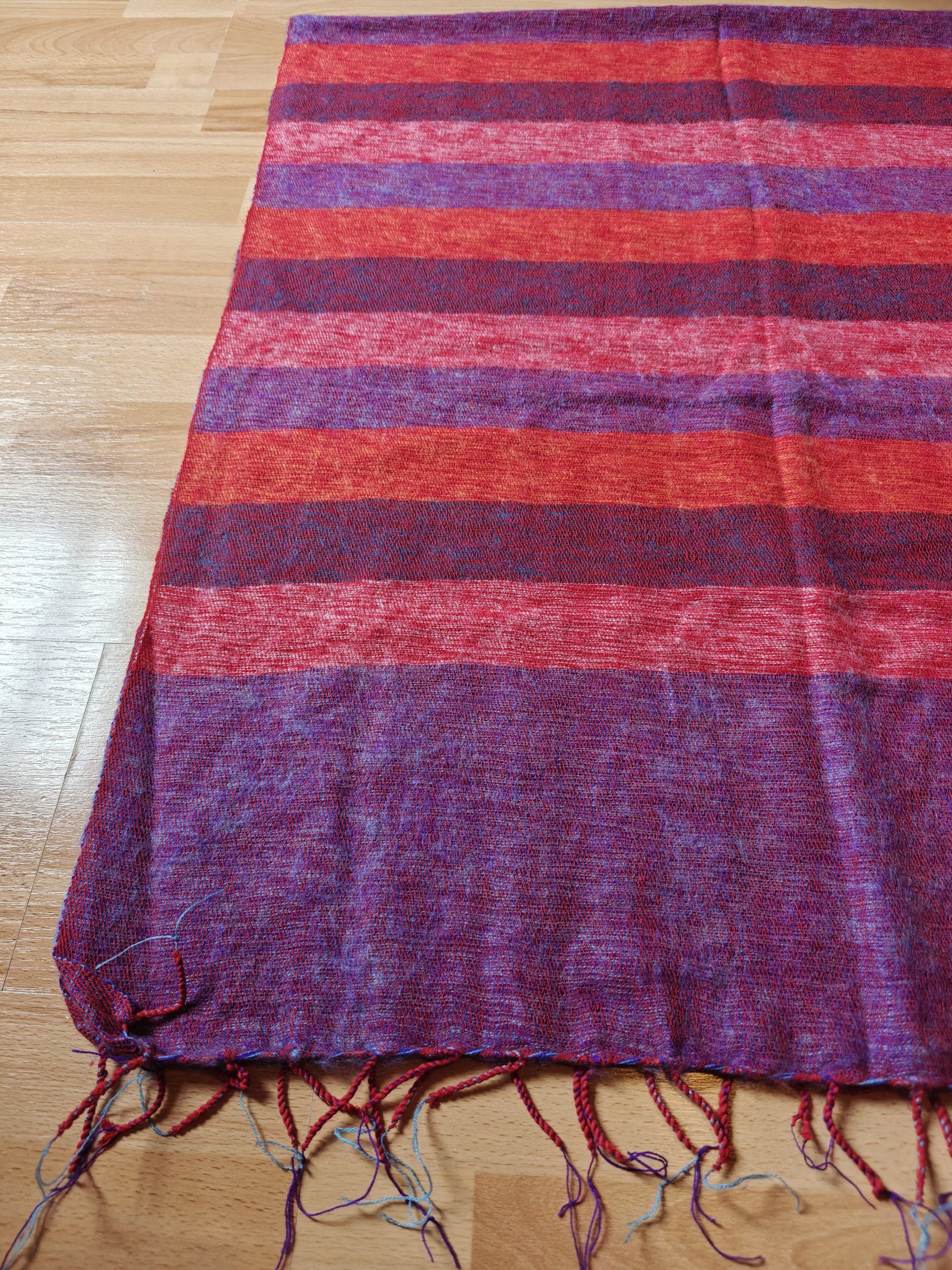 Handwoven Yak Wool Striped Shawl/Blanket - Image 30
