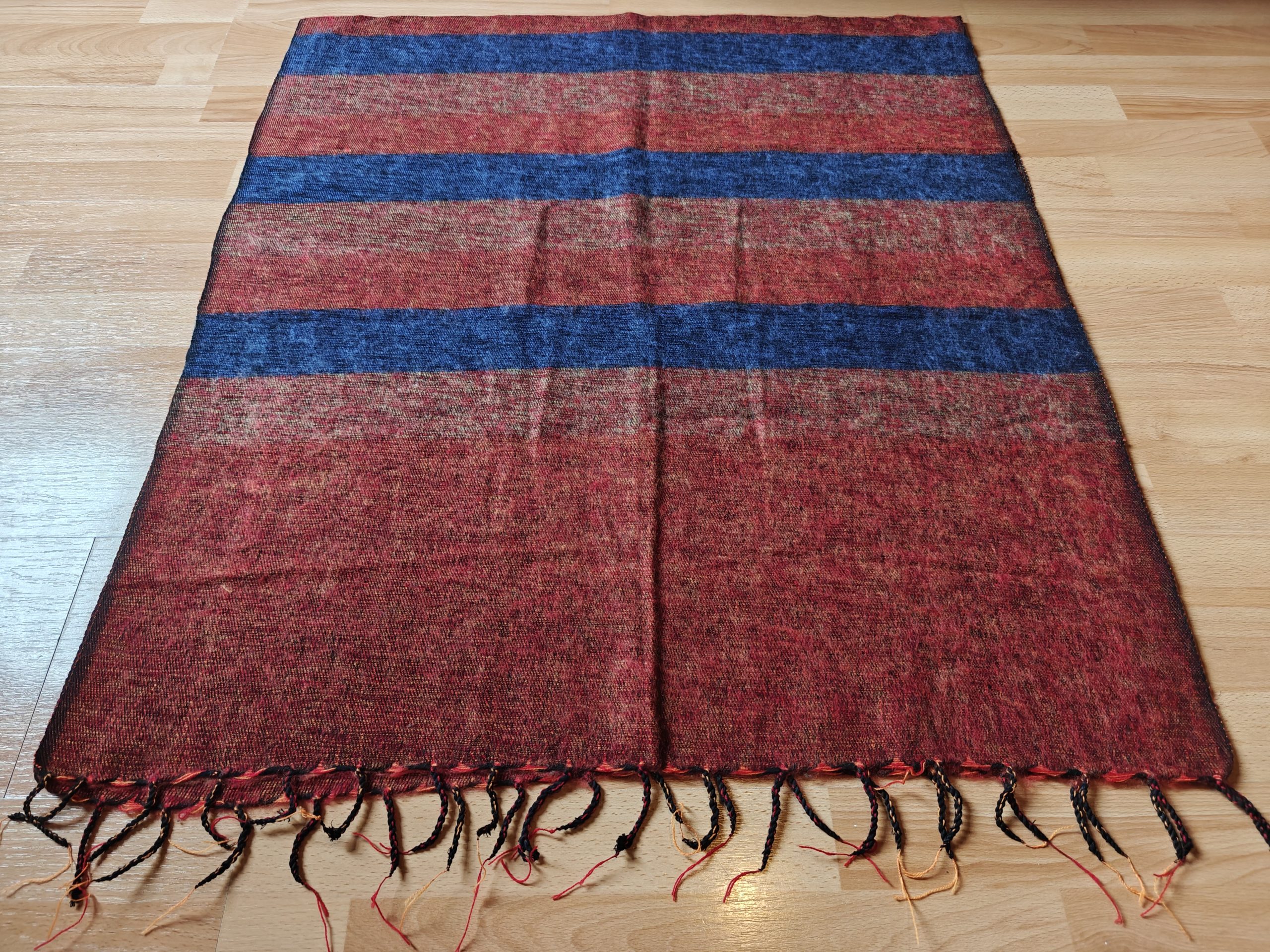 Handwoven Yak Wool Striped Shawl/Blanket - Image 35