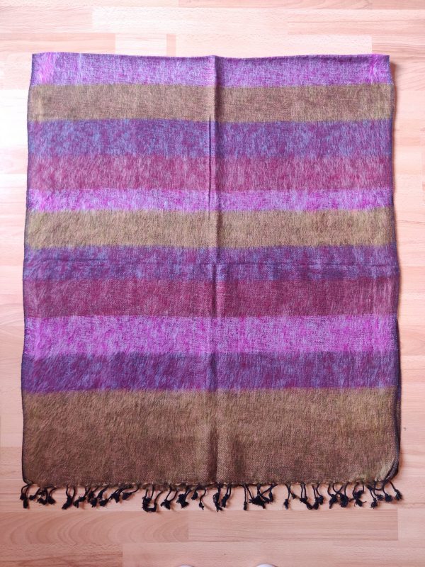 Handwoven Yak Wool Striped Shawl/Blanket - Image 8