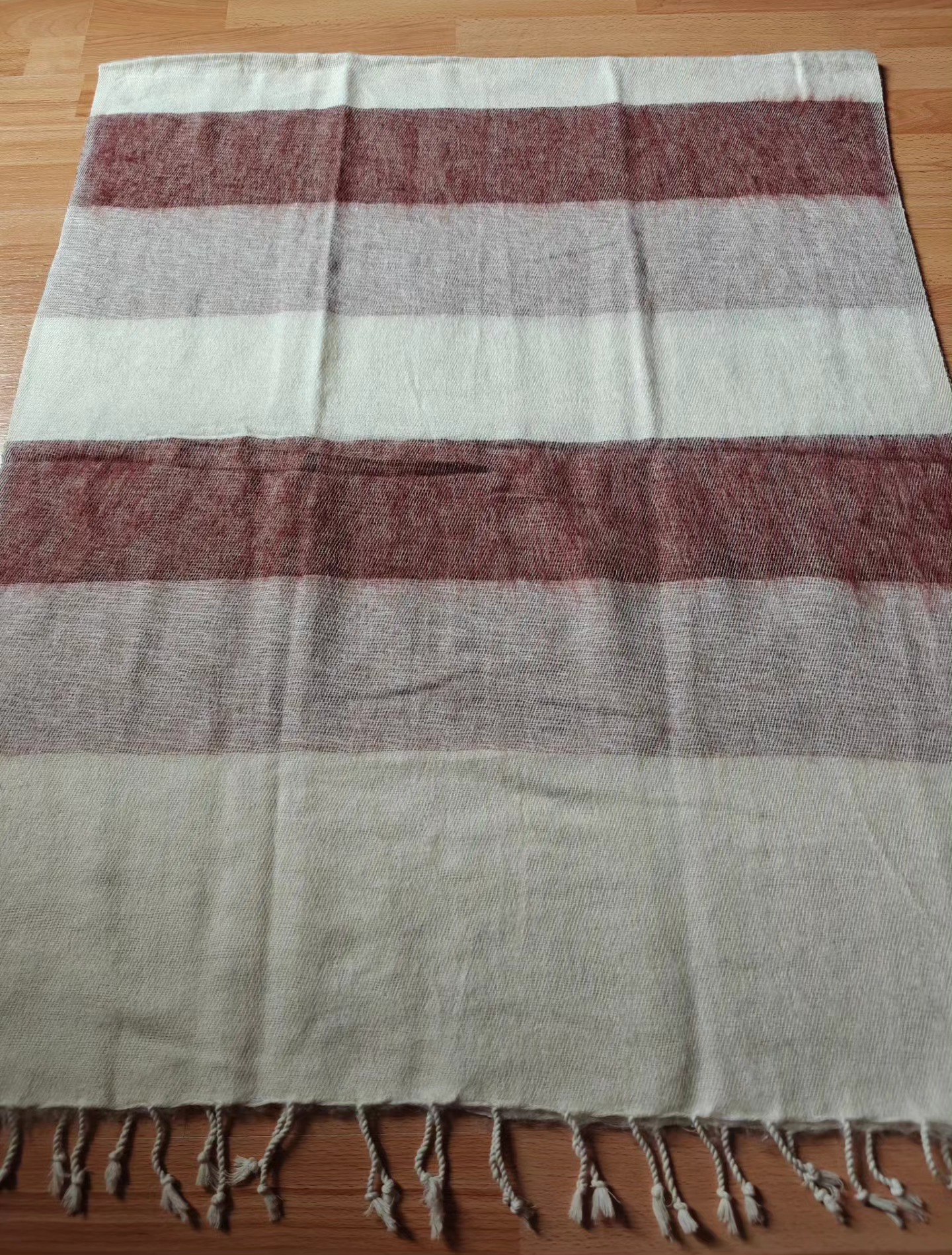 Handwoven Yak Wool Striped Shawl/Blanket - Image 25
