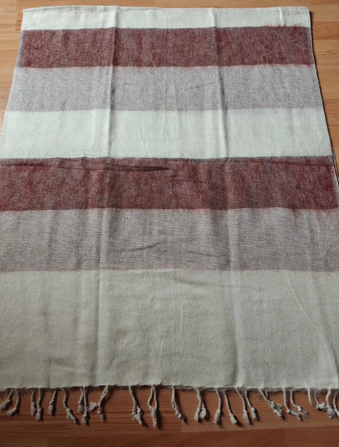 Handwoven Yak Wool Striped Shawl/Blanket - Image 22