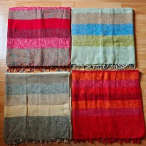 Handwoven Yak Wool Striped Blanket XL size