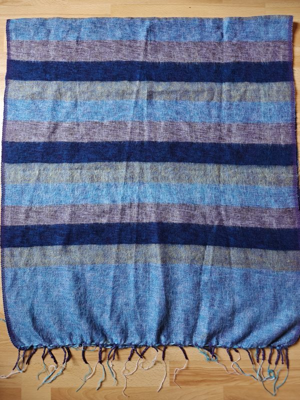 Handwoven Yak Wool Striped Shawl/Blanket - Image 5