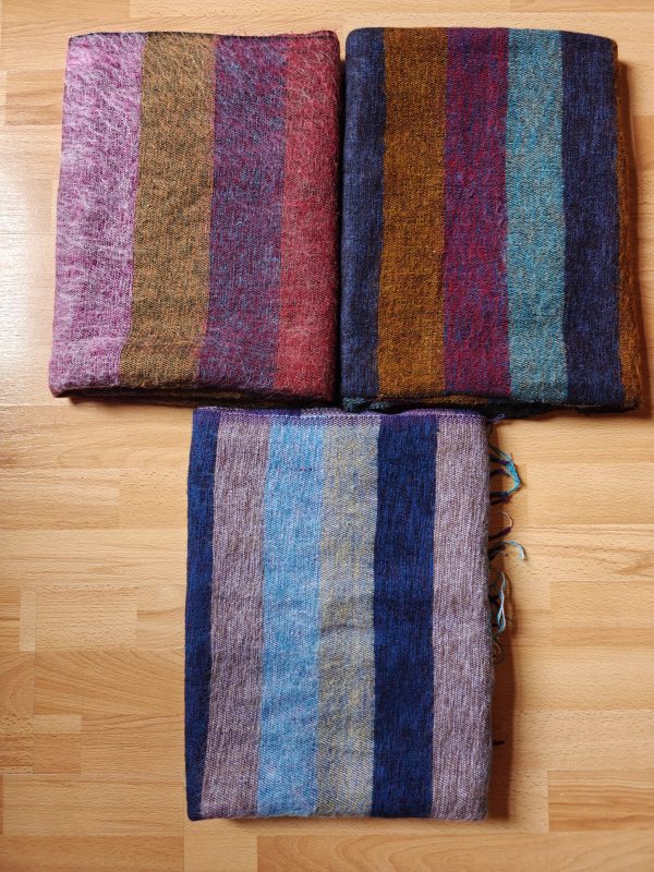 Handwoven Yak Wool Striped Shawl/Blanket