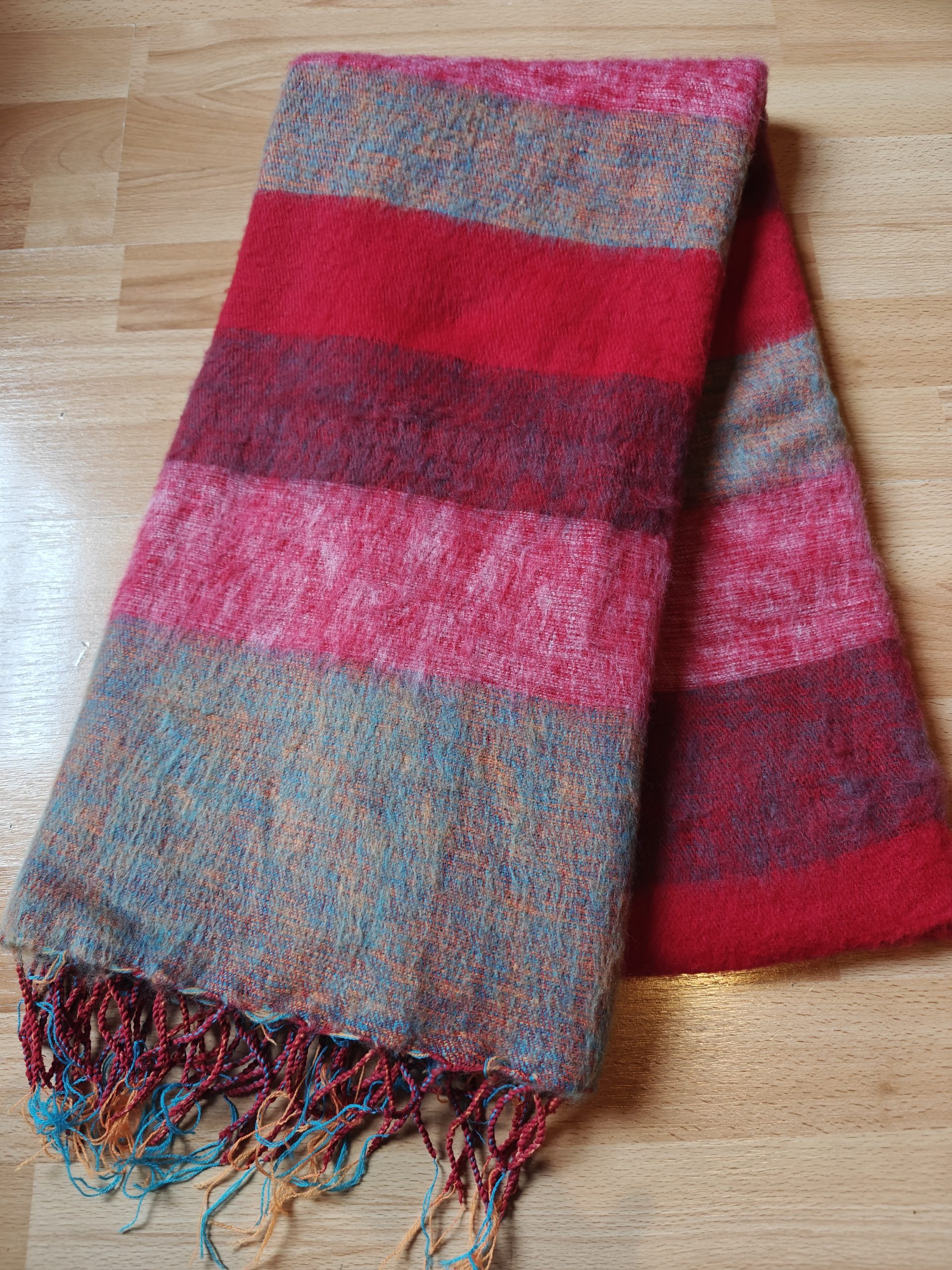Handwoven Yak Wool Striped Blanket XL size - Image 8