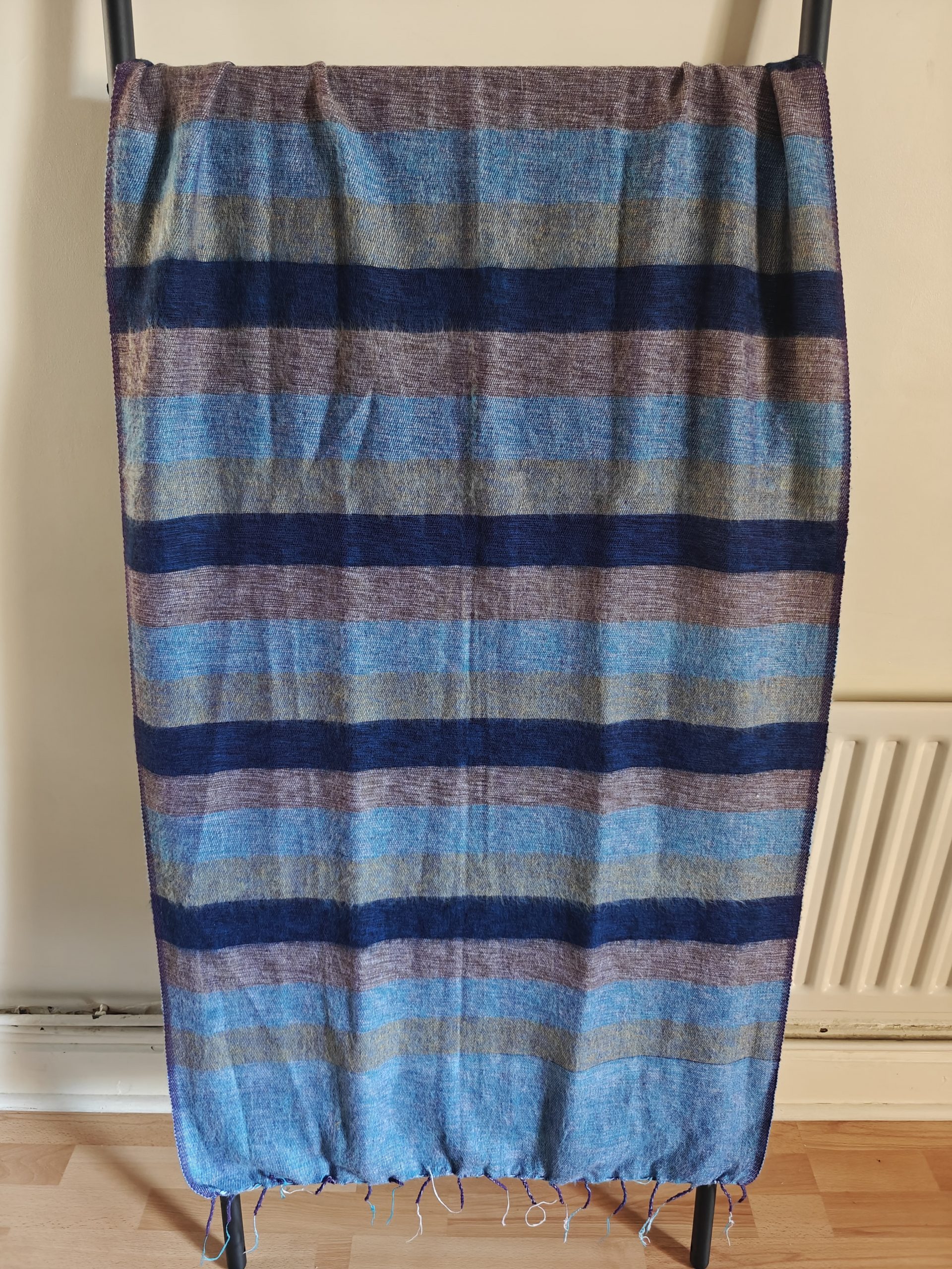 Handwoven Yak Wool Striped Shawl/Blanket - Image 13