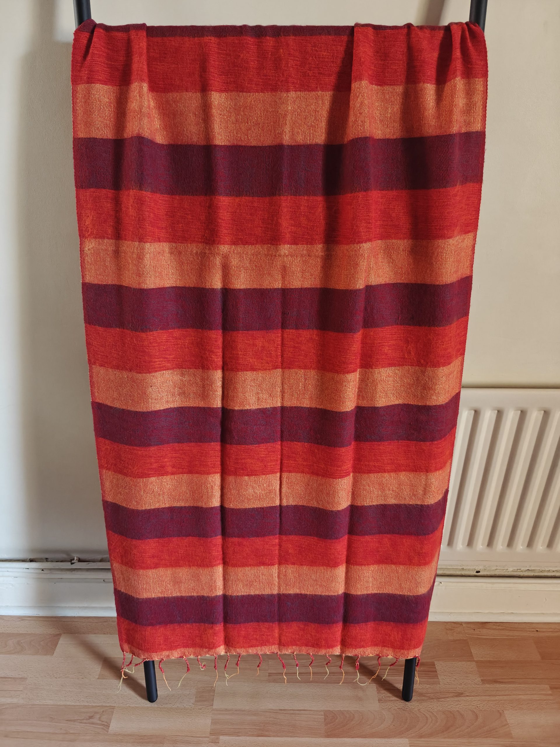 Handwoven Yak Wool Striped Shawl/Blanket - Image 22