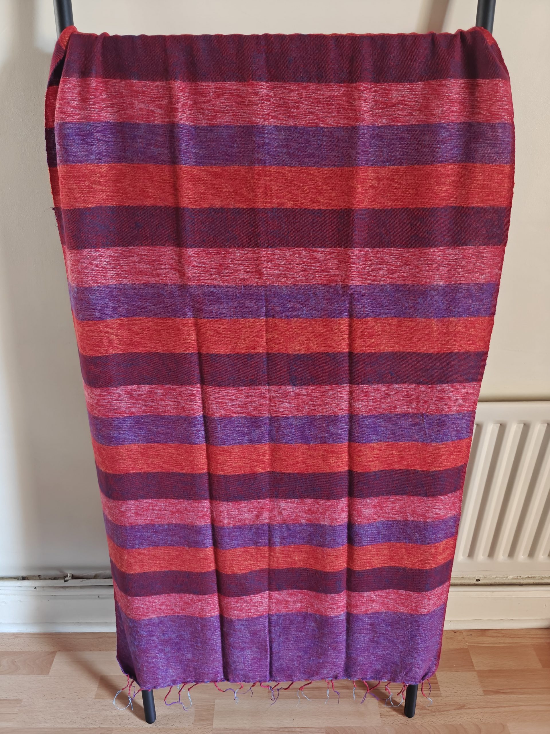 Handwoven Yak Wool Striped Shawl/Blanket - Image 27