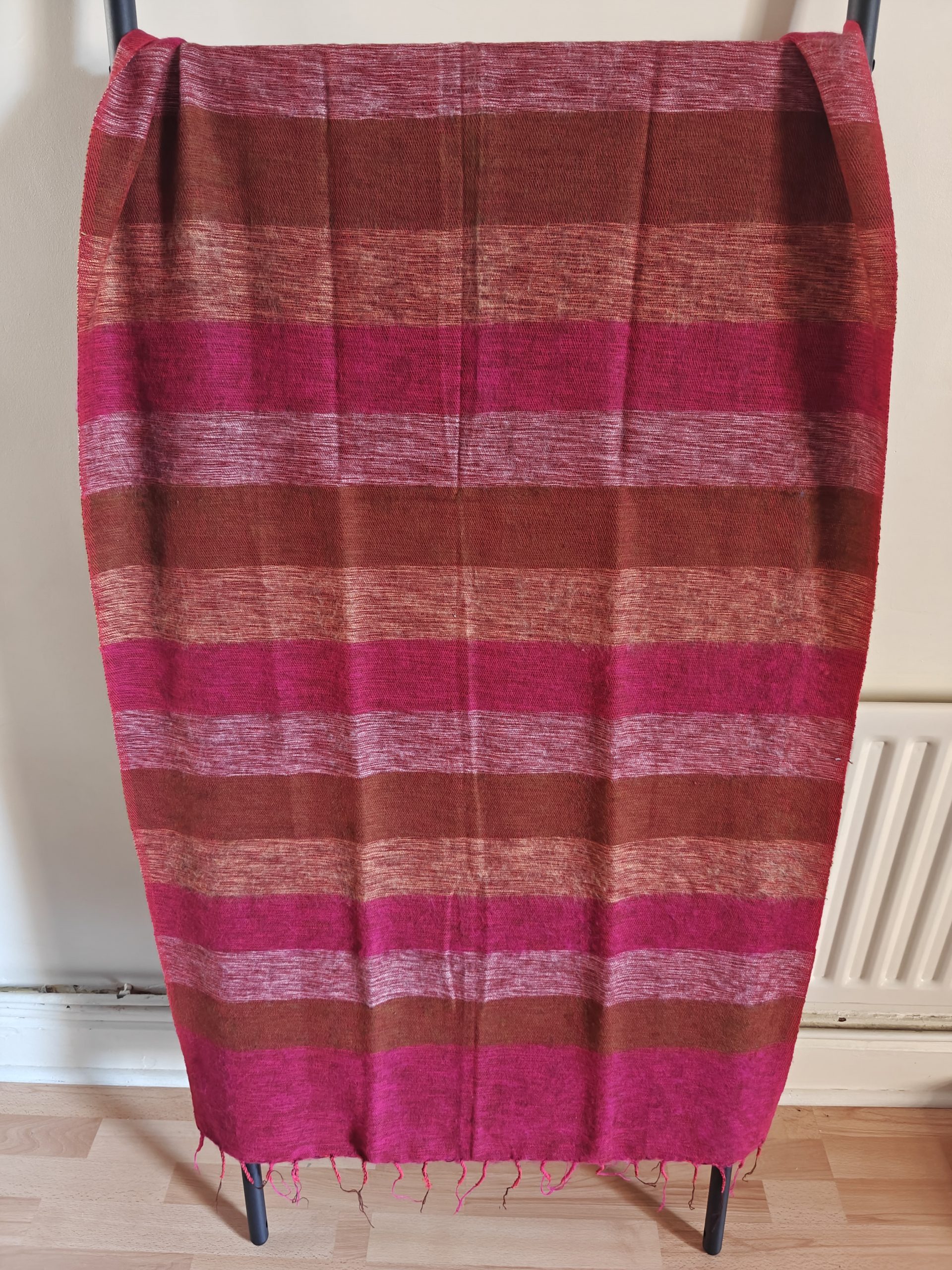 Handwoven Yak Wool Striped Shawl/Blanket - Image 9