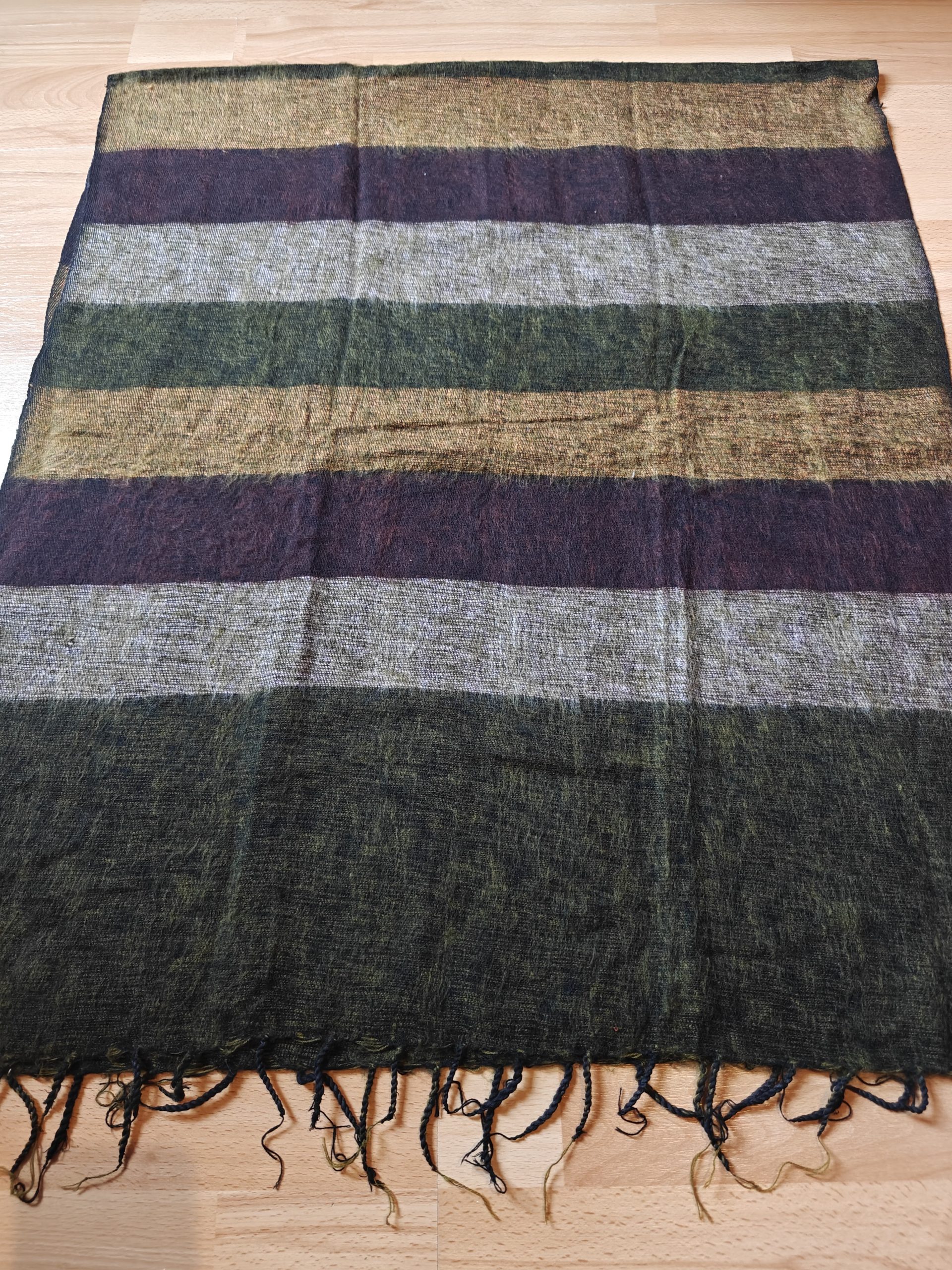 Handwoven Yak Wool Striped Shawl/Blanket - Image 14