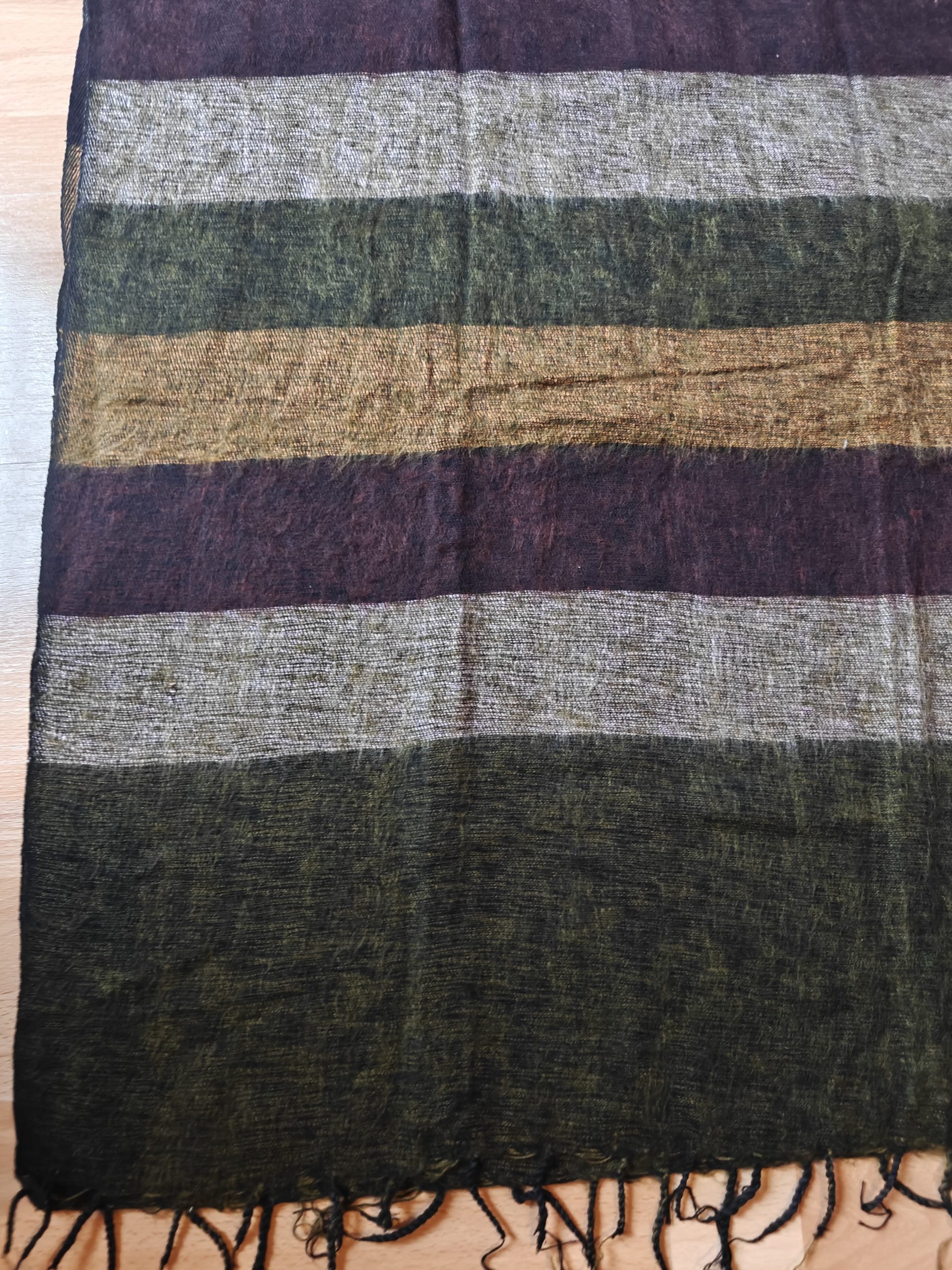 Handwoven Yak Wool Striped Shawl/Blanket - Image 16