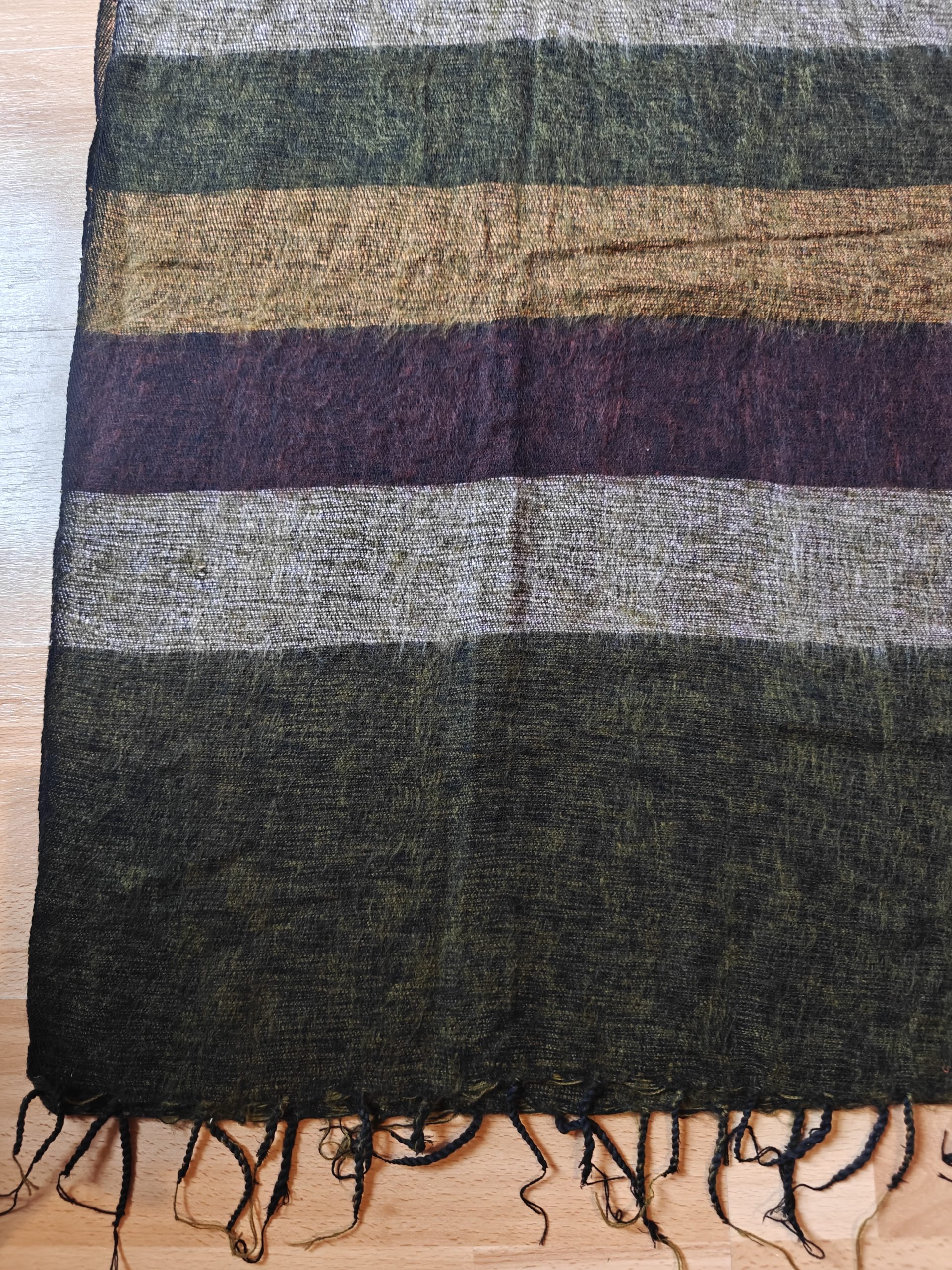 Handwoven Yak Wool Striped Shawl/Blanket - Image 15