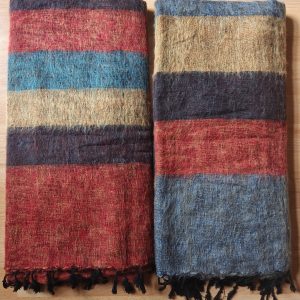 Handwoven Yak Wool Striped Blanket XL size