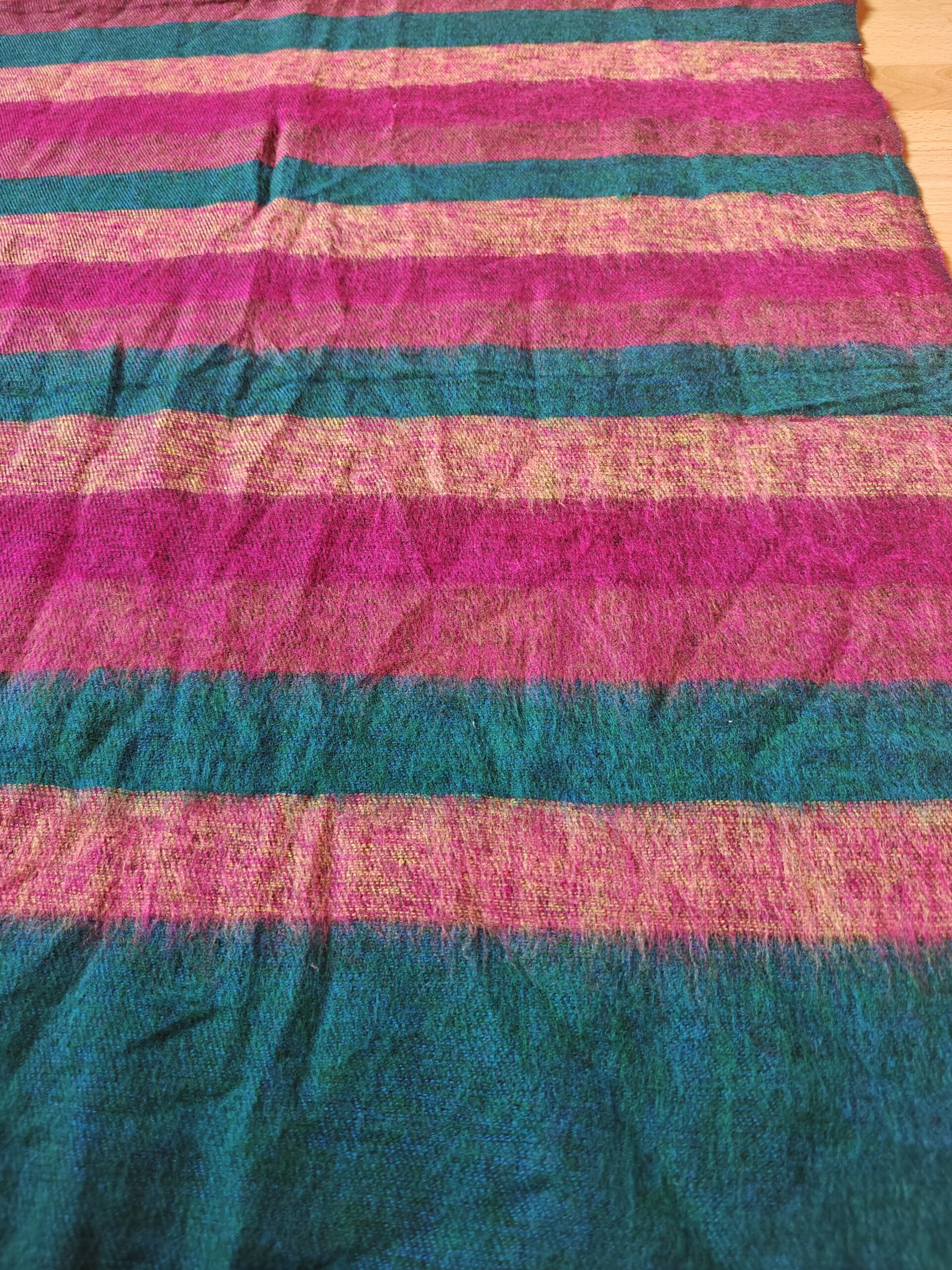 Handwoven Yak Wool Striped Shawl/Blanket - Image 25
