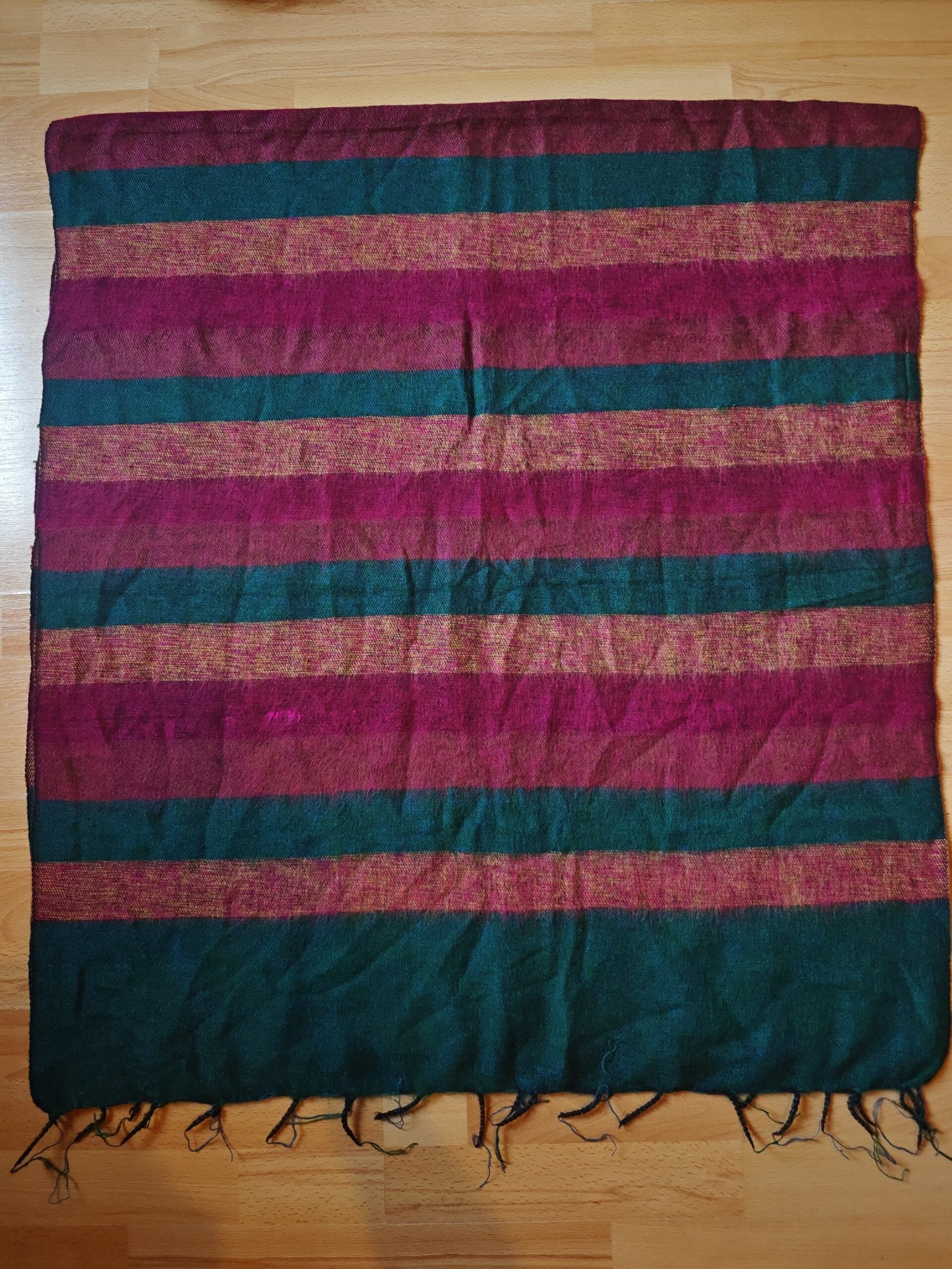 Handwoven Yak Wool Striped Shawl/Blanket - Image 30