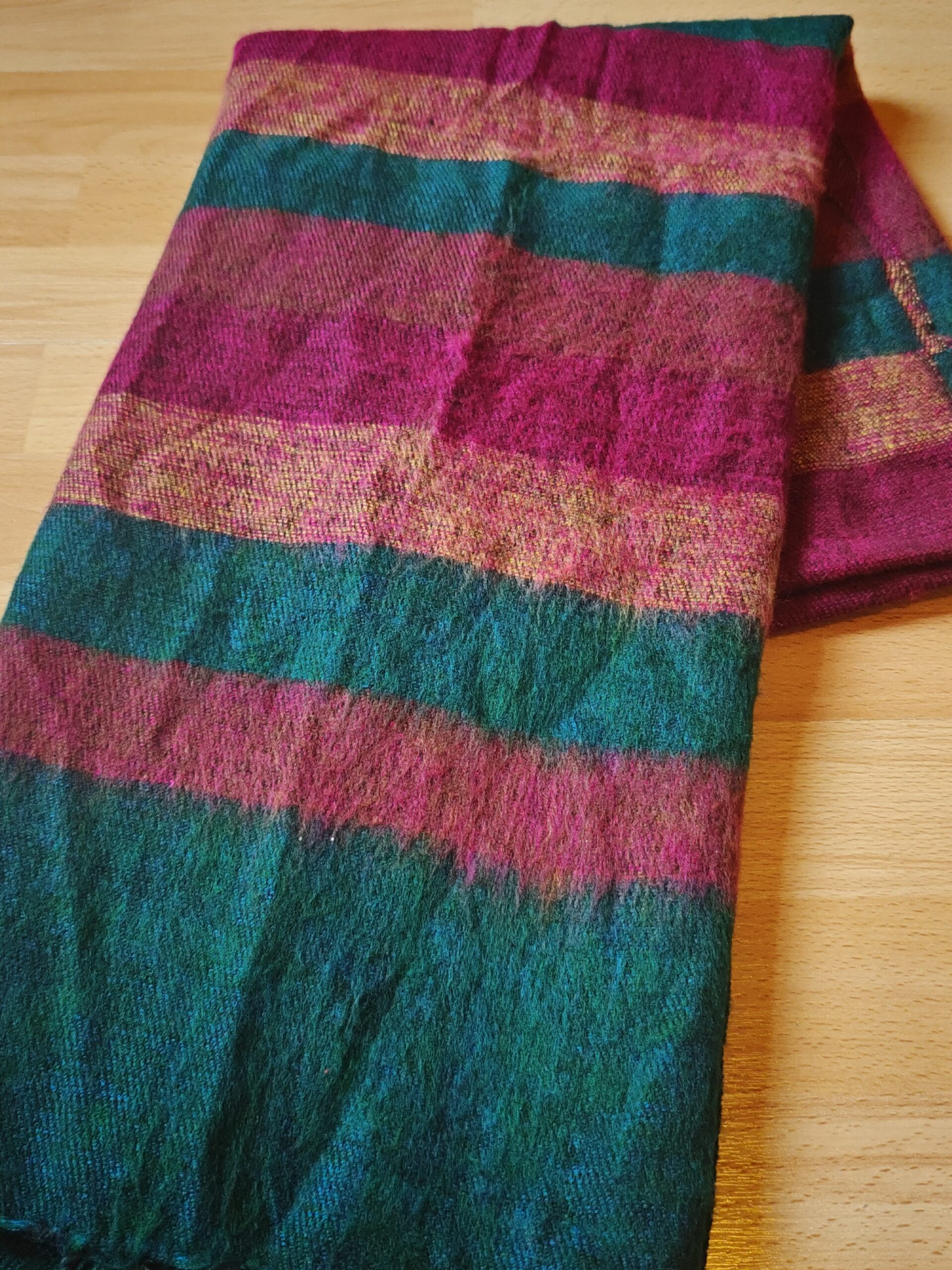 Handwoven Yak Wool Striped Shawl/Blanket - Image 26