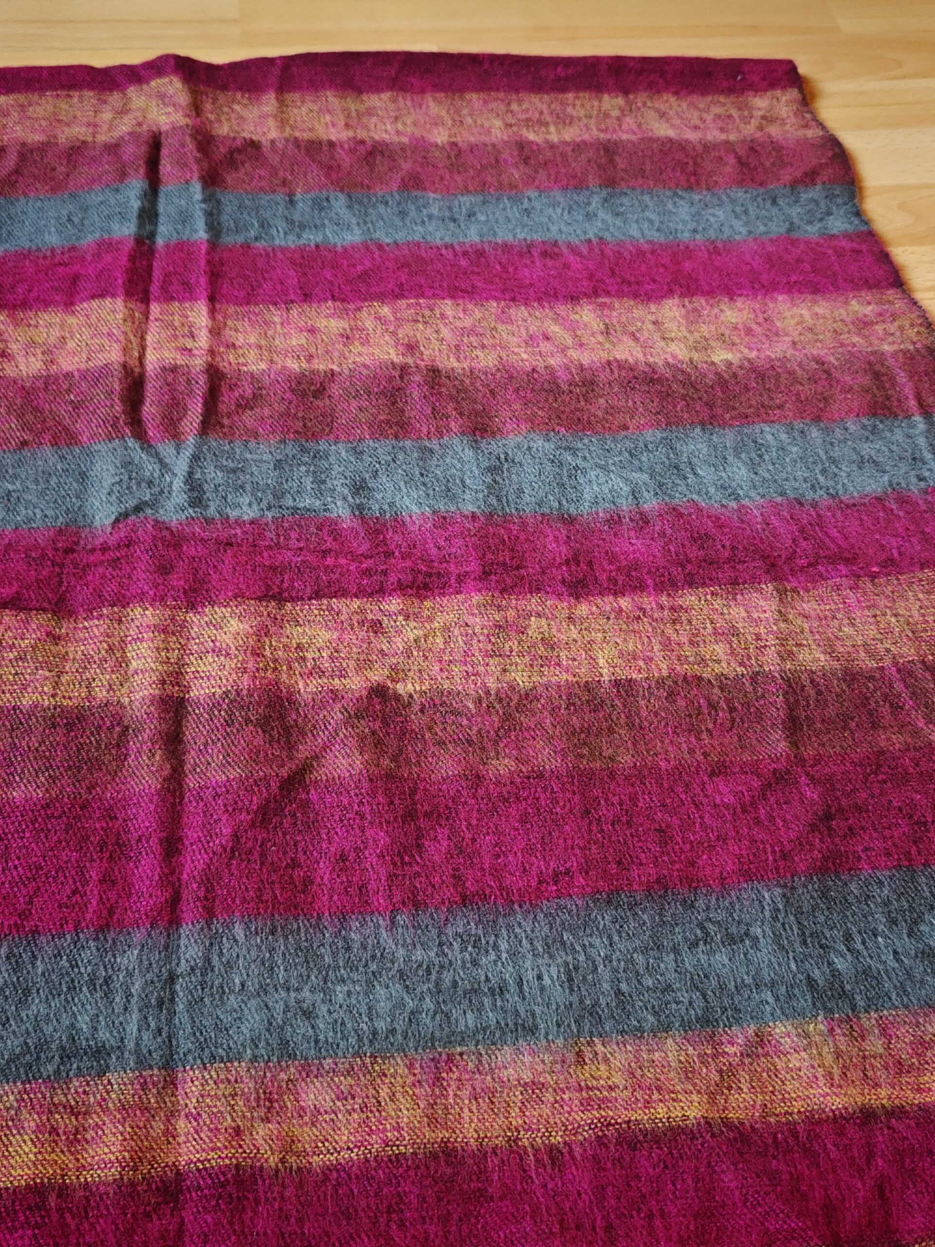 Handwoven Yak Wool Striped Shawl/Blanket - Image 36