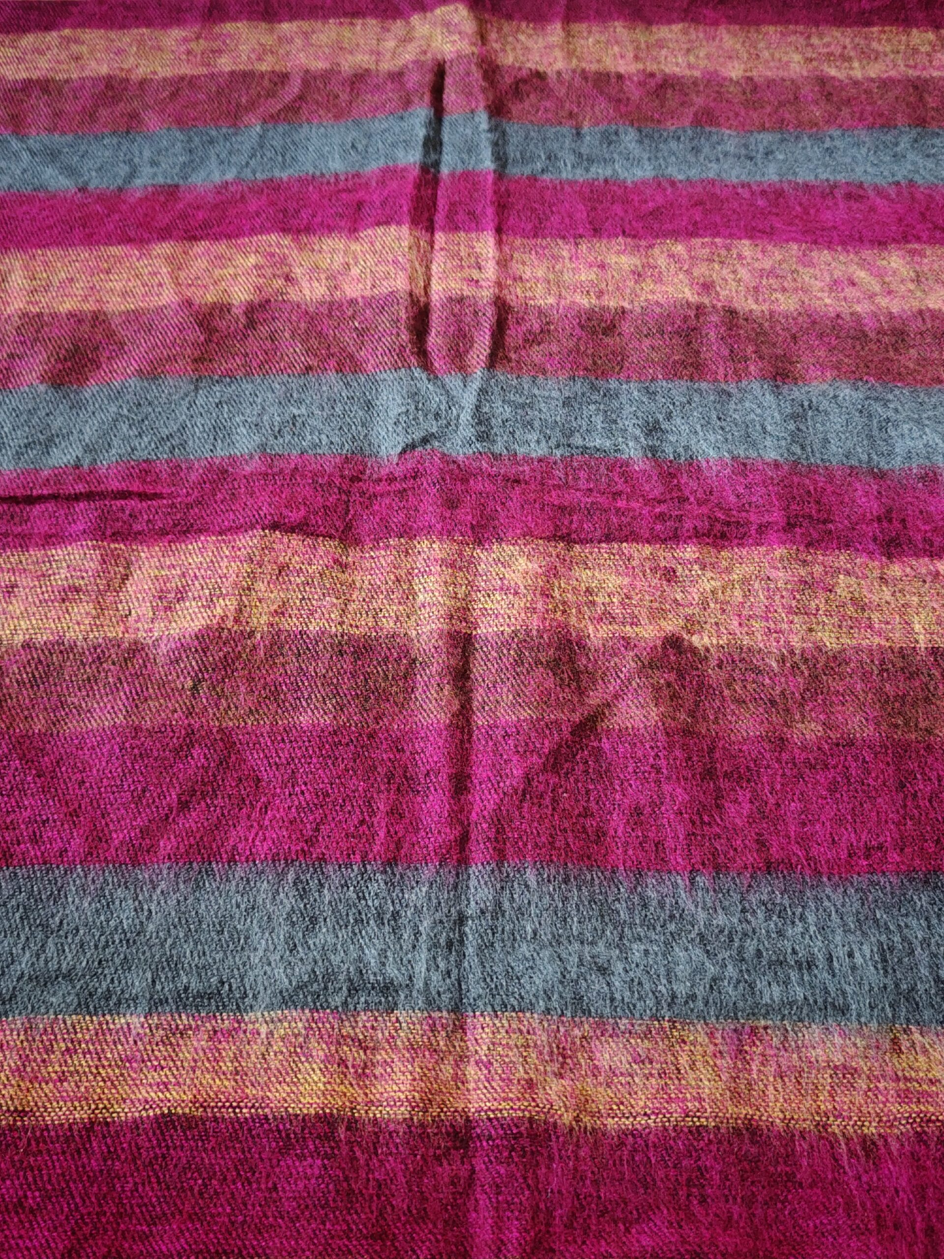 Handwoven Yak Wool Striped Shawl/Blanket - Image 32