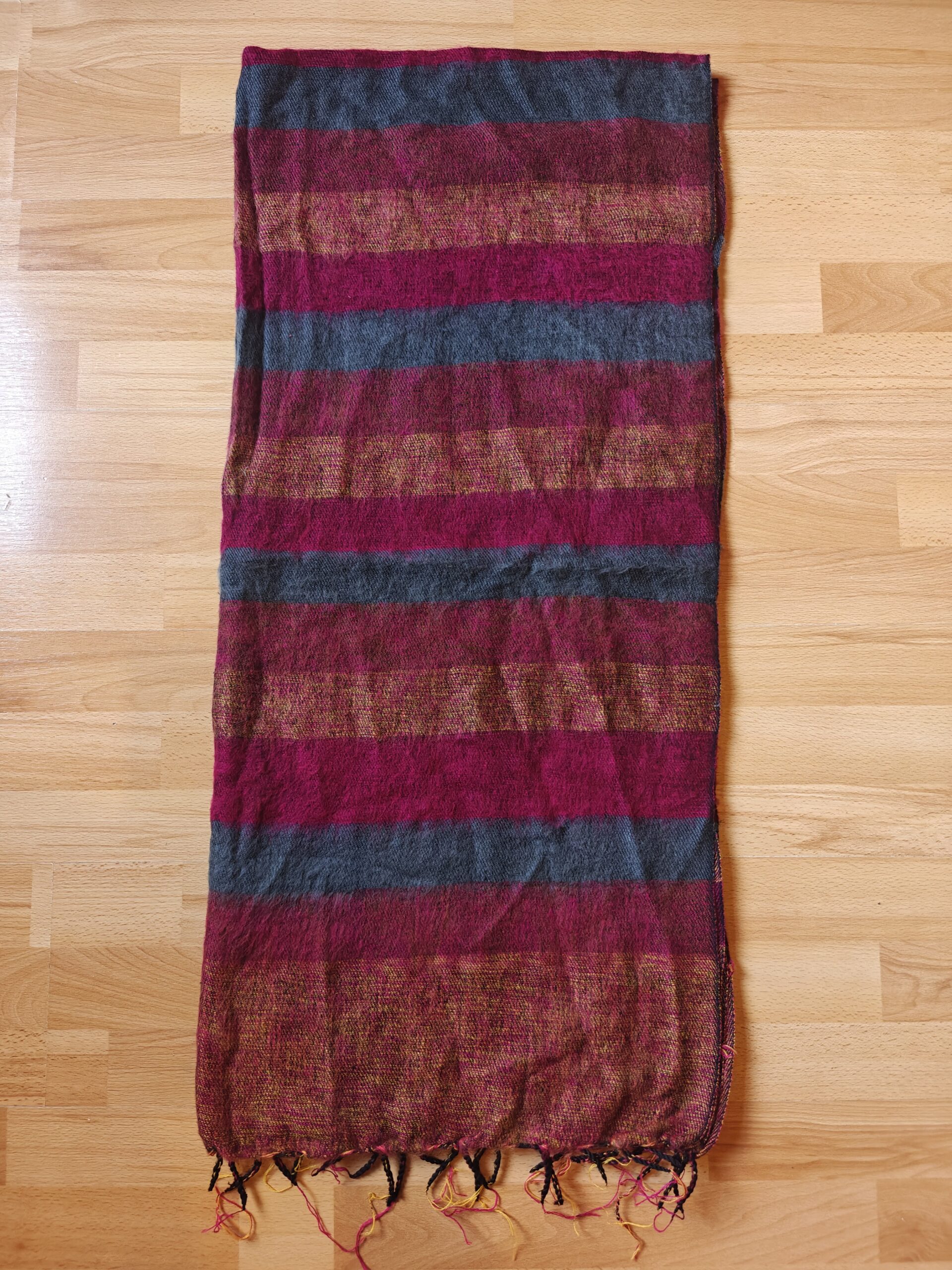 Handwoven Yak Wool Striped Shawl/Blanket - Image 37