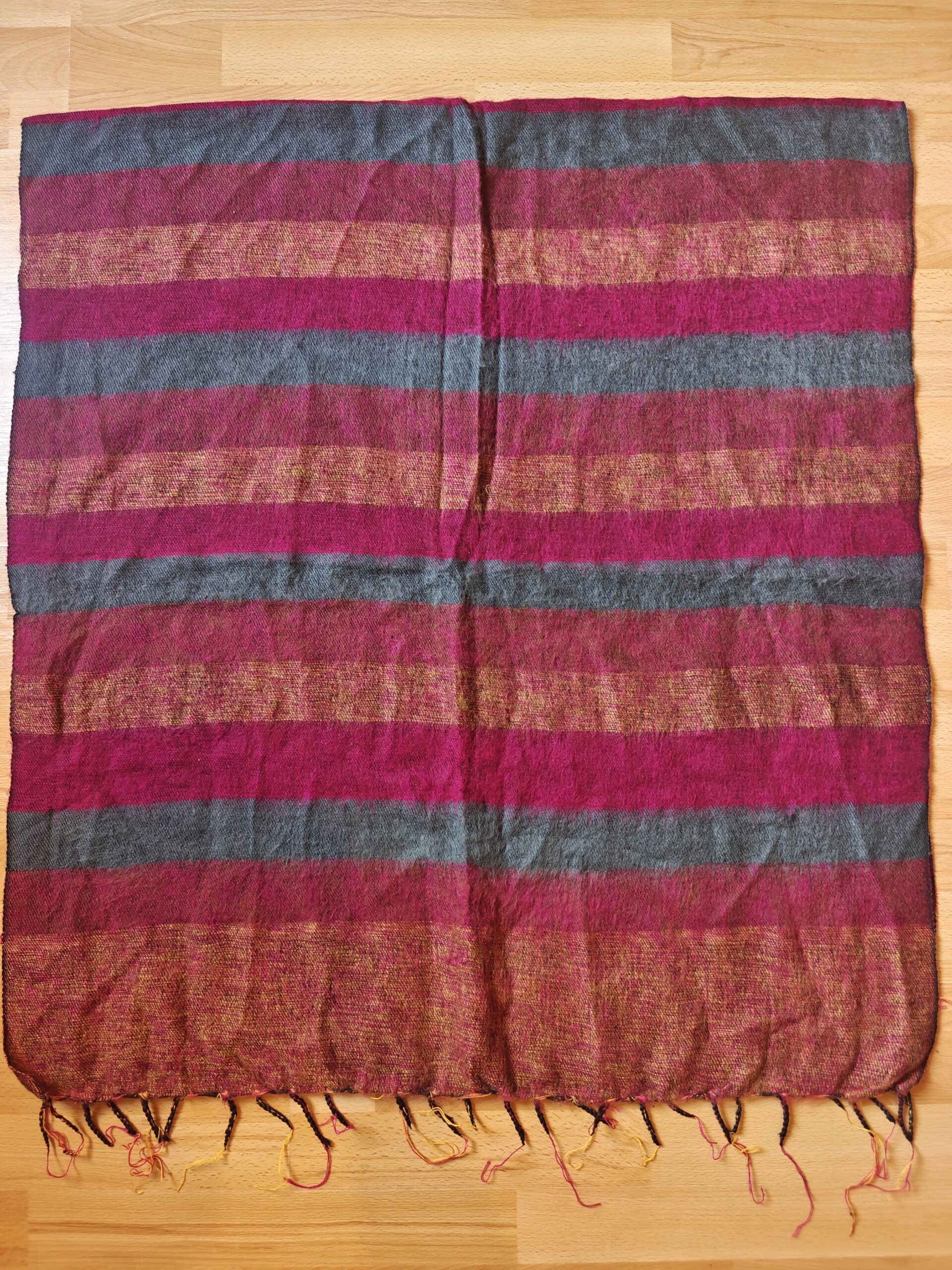 Handwoven Yak Wool Striped Shawl/Blanket - Image 35