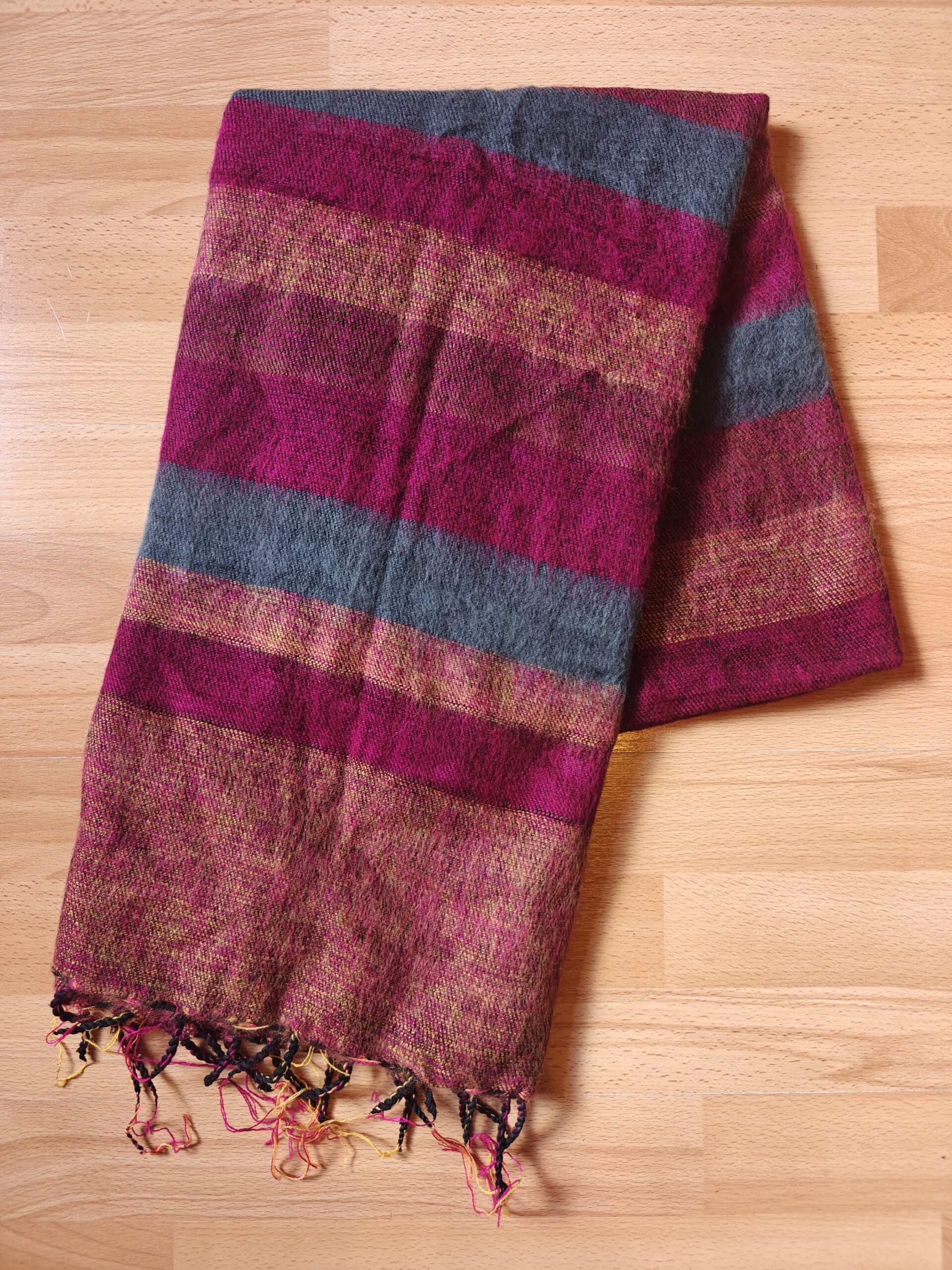 Handwoven Yak Wool Striped Shawl/Blanket - Image 33