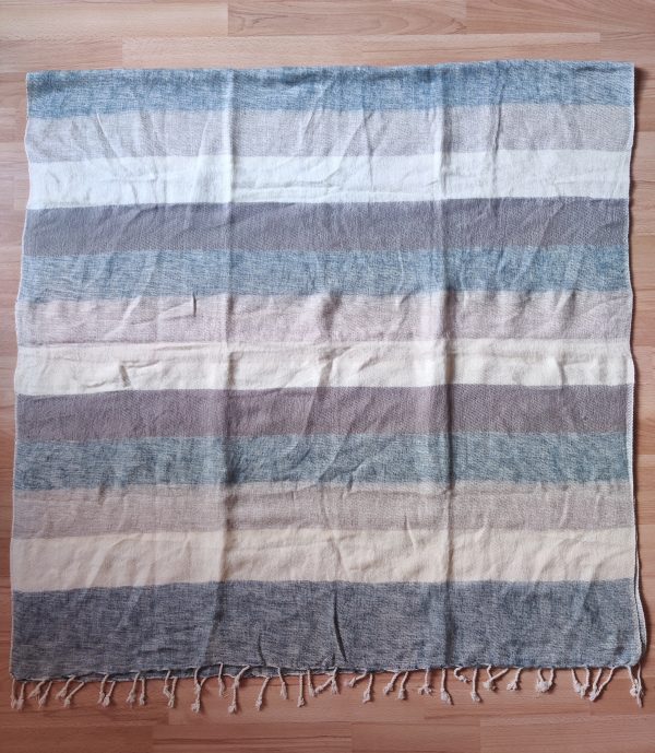 Handwoven Yak Wool Striped Blanket XL size - Image 8