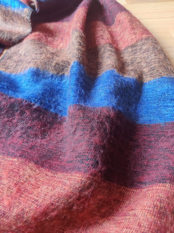Handwoven Yak Wool Striped Shawl/Blanket - Image 12