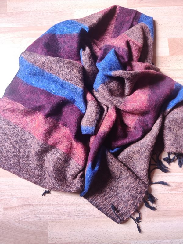 Handwoven Yak Wool Striped Shawl/Blanket - Image 13