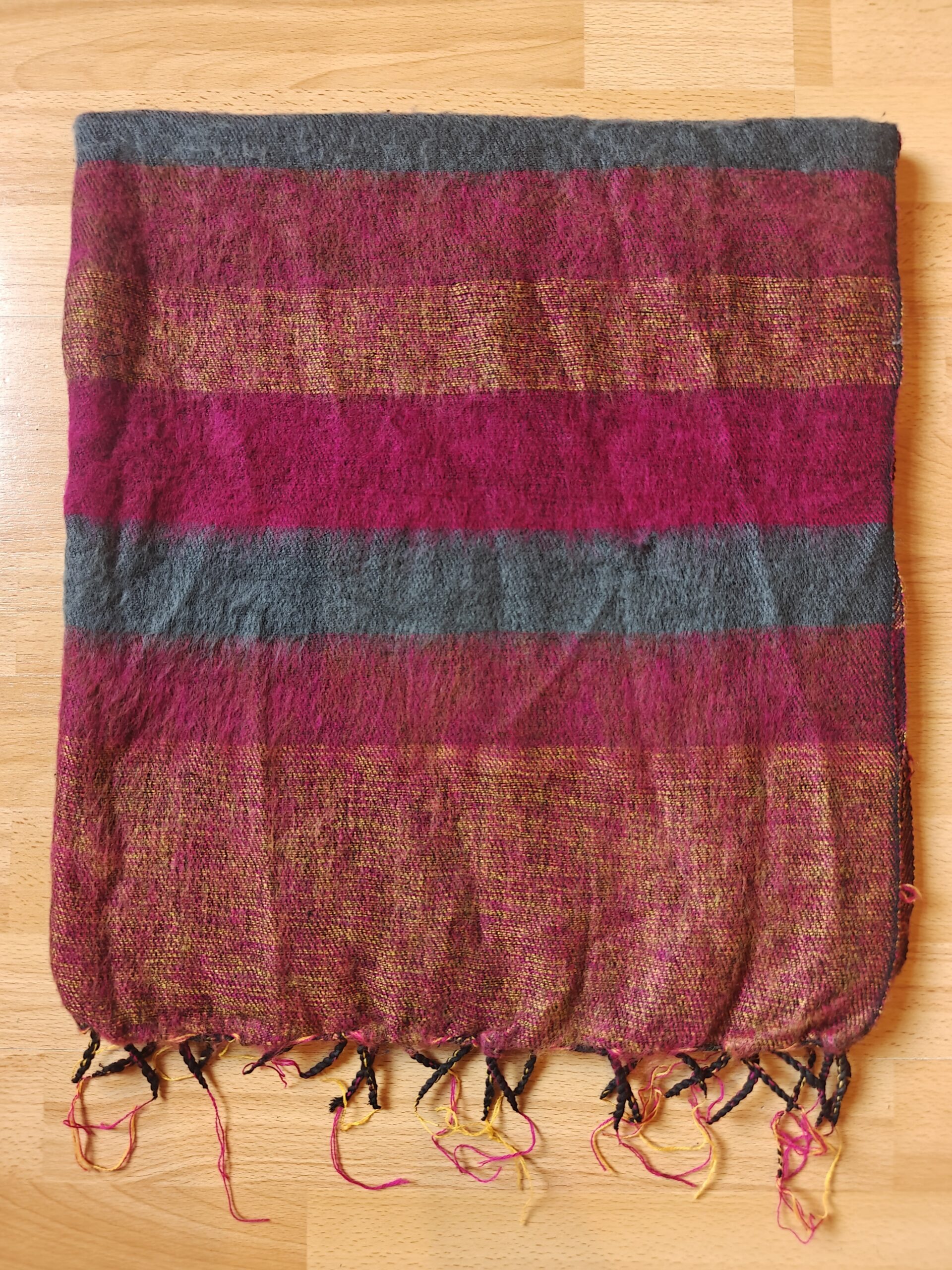 Handwoven Yak Wool Striped Shawl/Blanket - Image 34