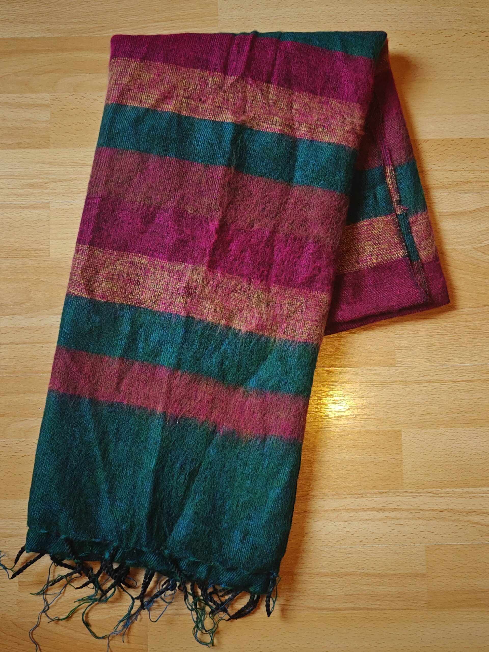 Handwoven Yak Wool Striped Shawl/Blanket - Image 27