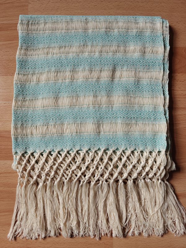 Open Weave Rebozo 2 meter diamond pattern on white weft - Image 12